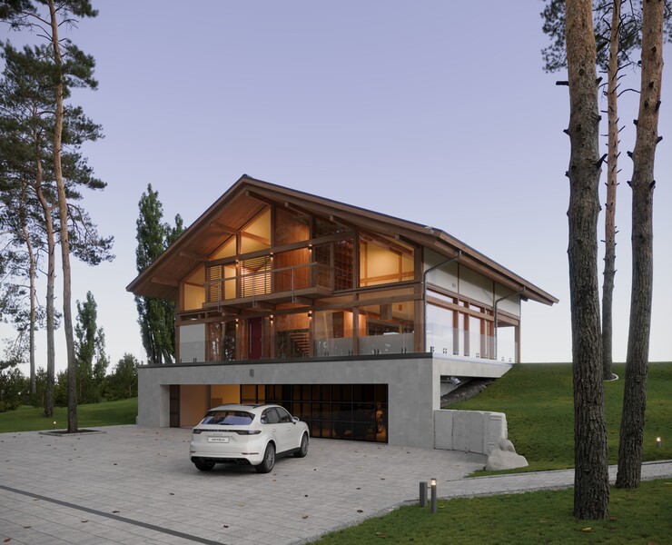 Архитектурная визуализация / Wood and Glass Villa — 3D на Dprofile