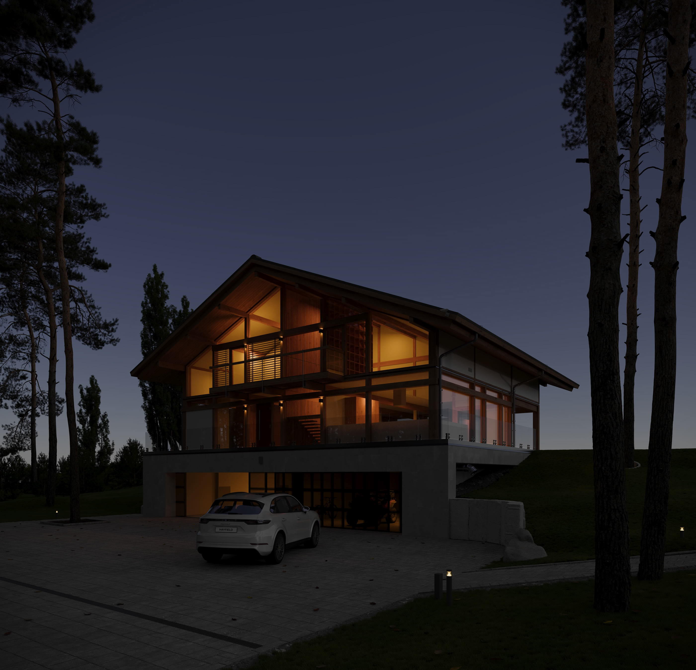 Архитектурная визуализация / Wood and Glass Villa — Изображение №9 — 3D на Dprofile