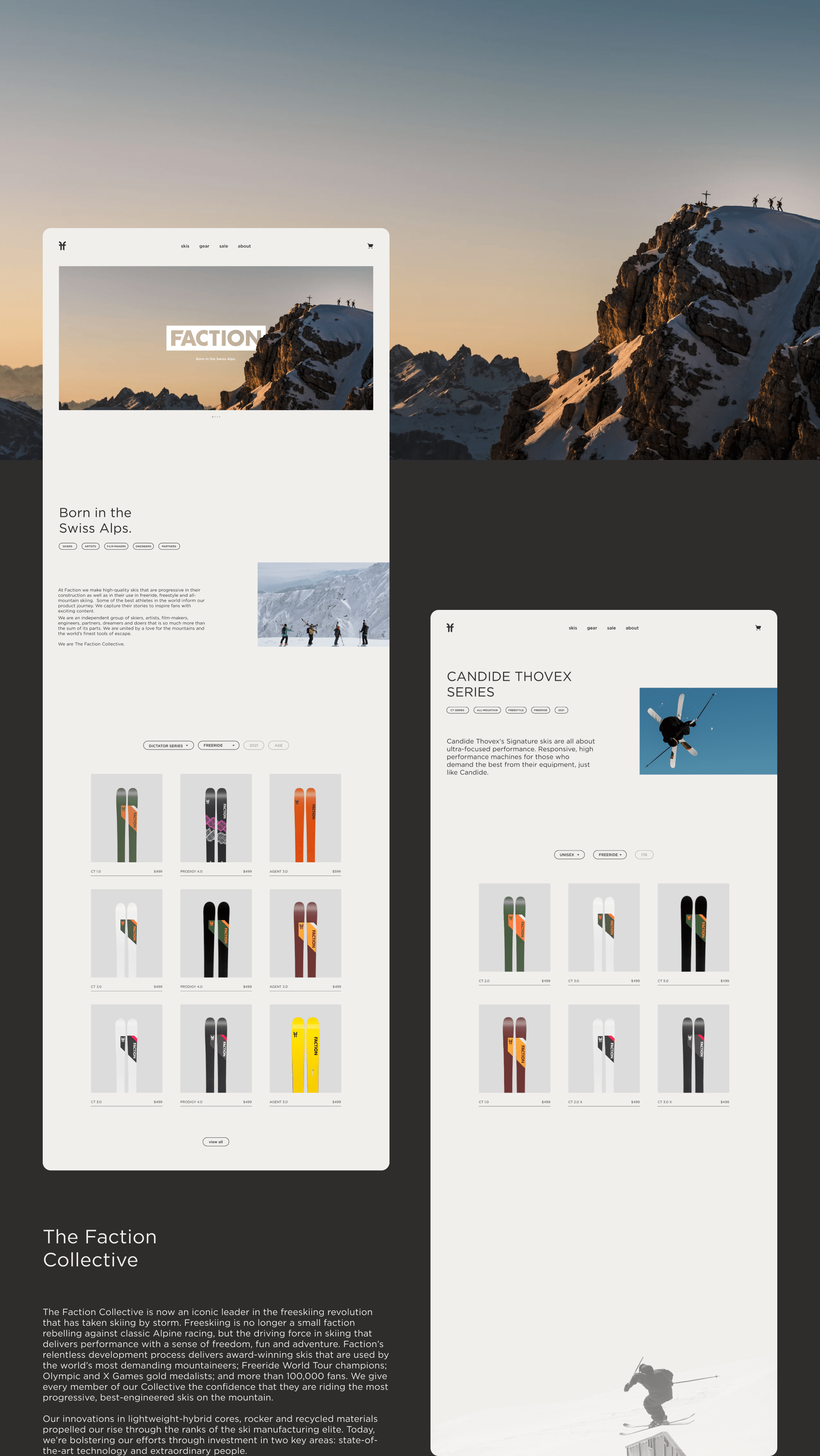 FACTION Ski website redesign — Изображение №4 — Интерфейсы, Брендинг на Dprofile