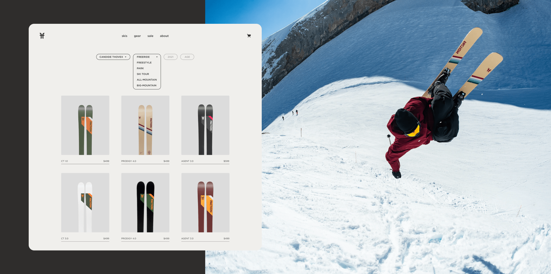 FACTION Ski website redesign — Изображение №8 — Интерфейсы, Брендинг на Dprofile