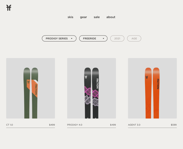 FACTION Ski website redesign на Dprofile
