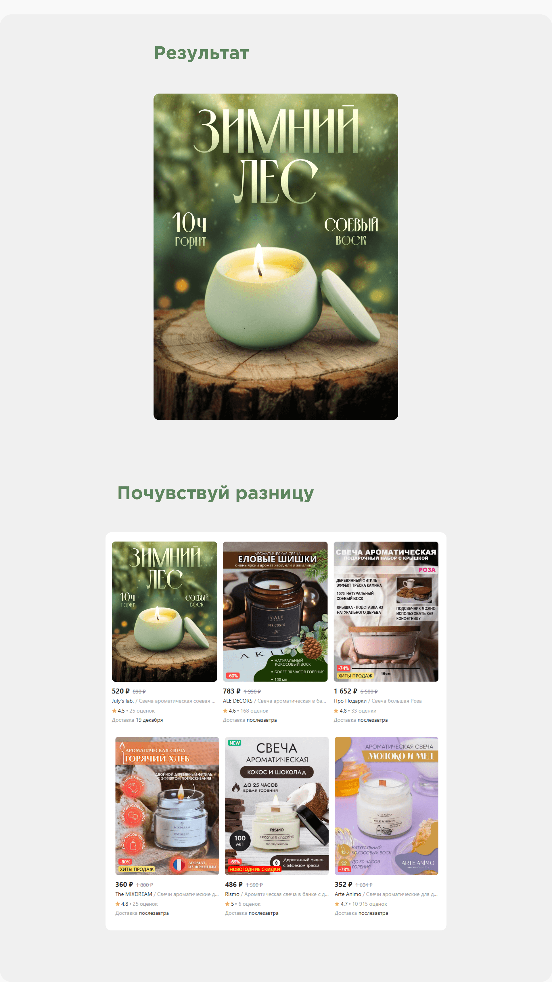 Инфографика для Wildberries, карточки товара свеча — Изображение №2 — Графика, Маркетинг на Dprofile