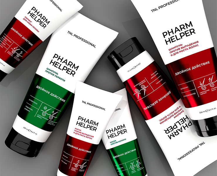 PHARM HELPER - линия средств для ухода за волосами — Брендинг, Графика на Dprofile