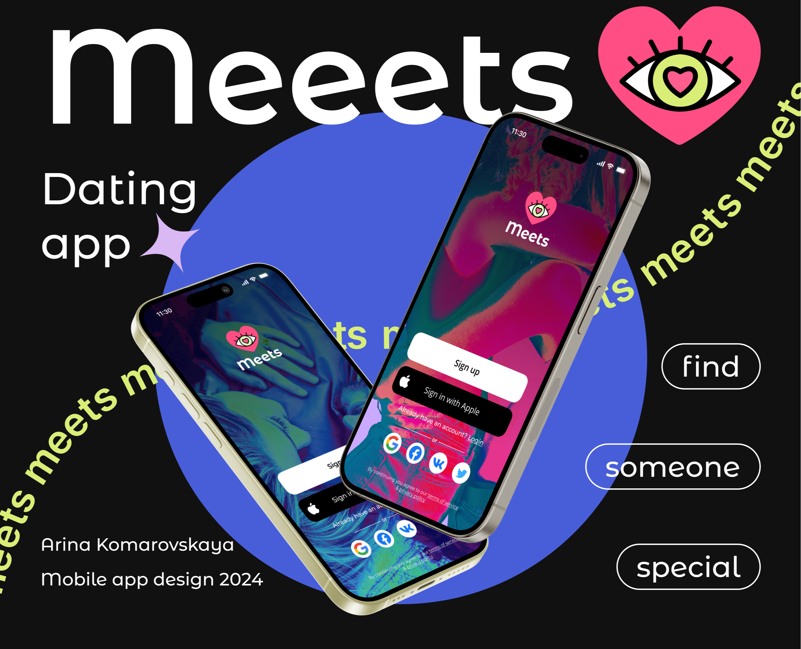 Meets – Dating Mobile App — Интерфейсы, Брендинг на Dprofile
