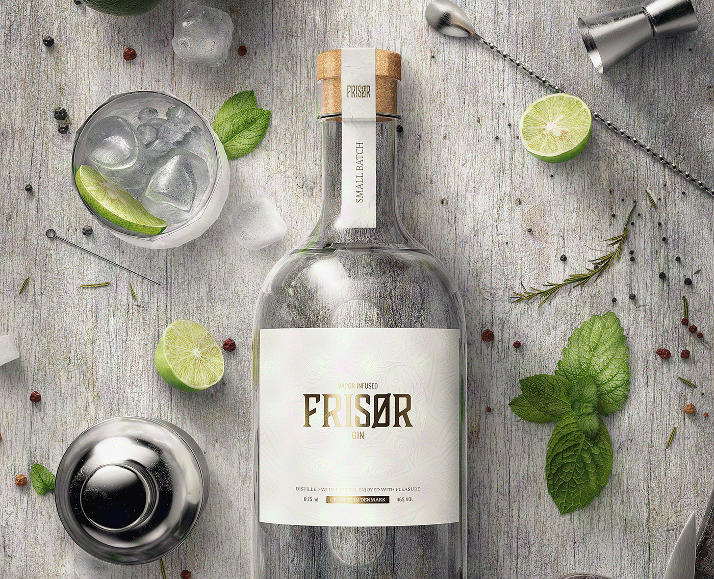 Frisør Gin | Full CG — Брендинг, 3D на Dprofile