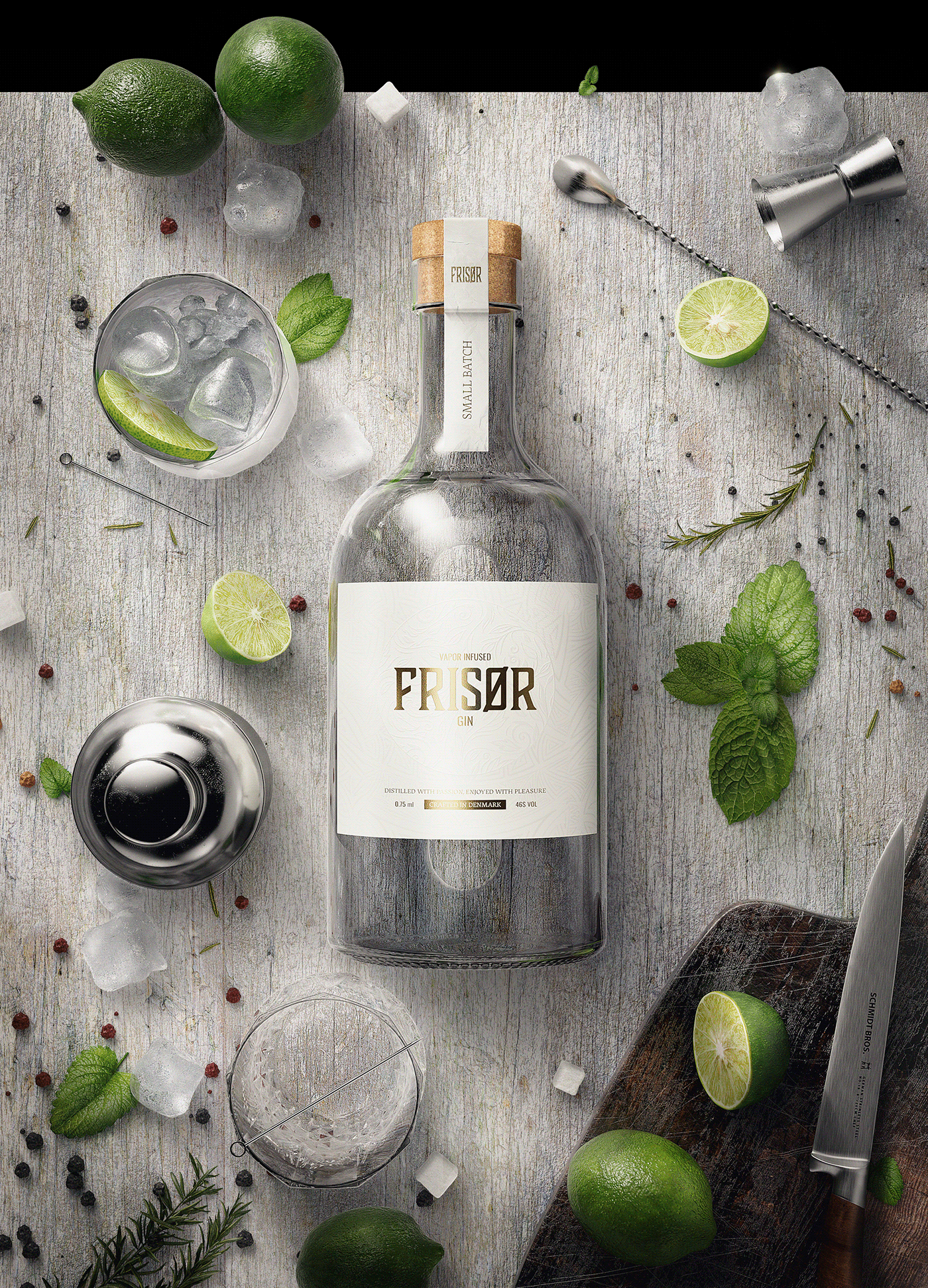 Frisør Gin | Full CG — Изображение №3 — Брендинг, 3D на Dprofile