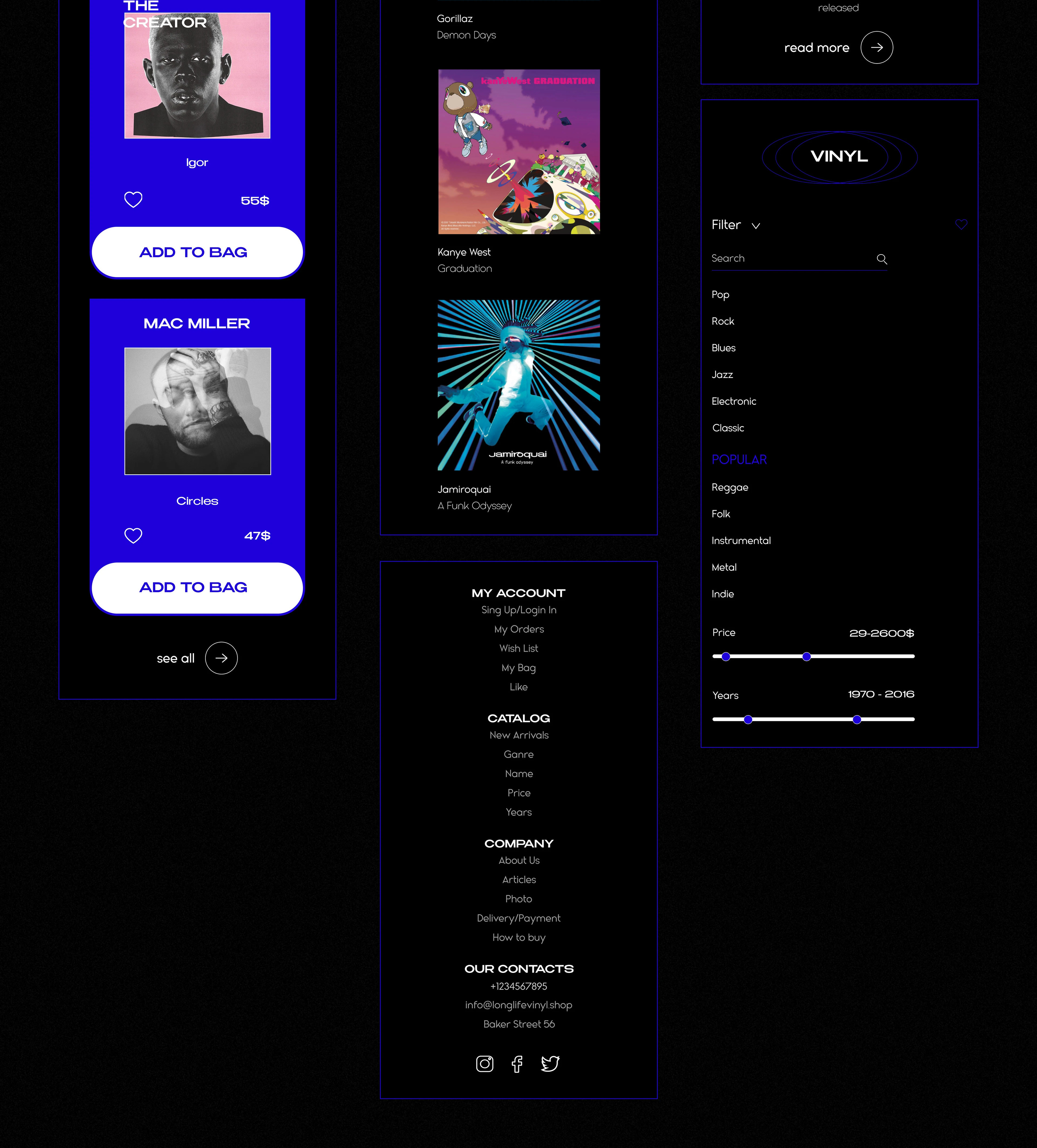 VYNIL STORE (online store) (2022) — Изображение №7 — Интерфейсы на Dprofile