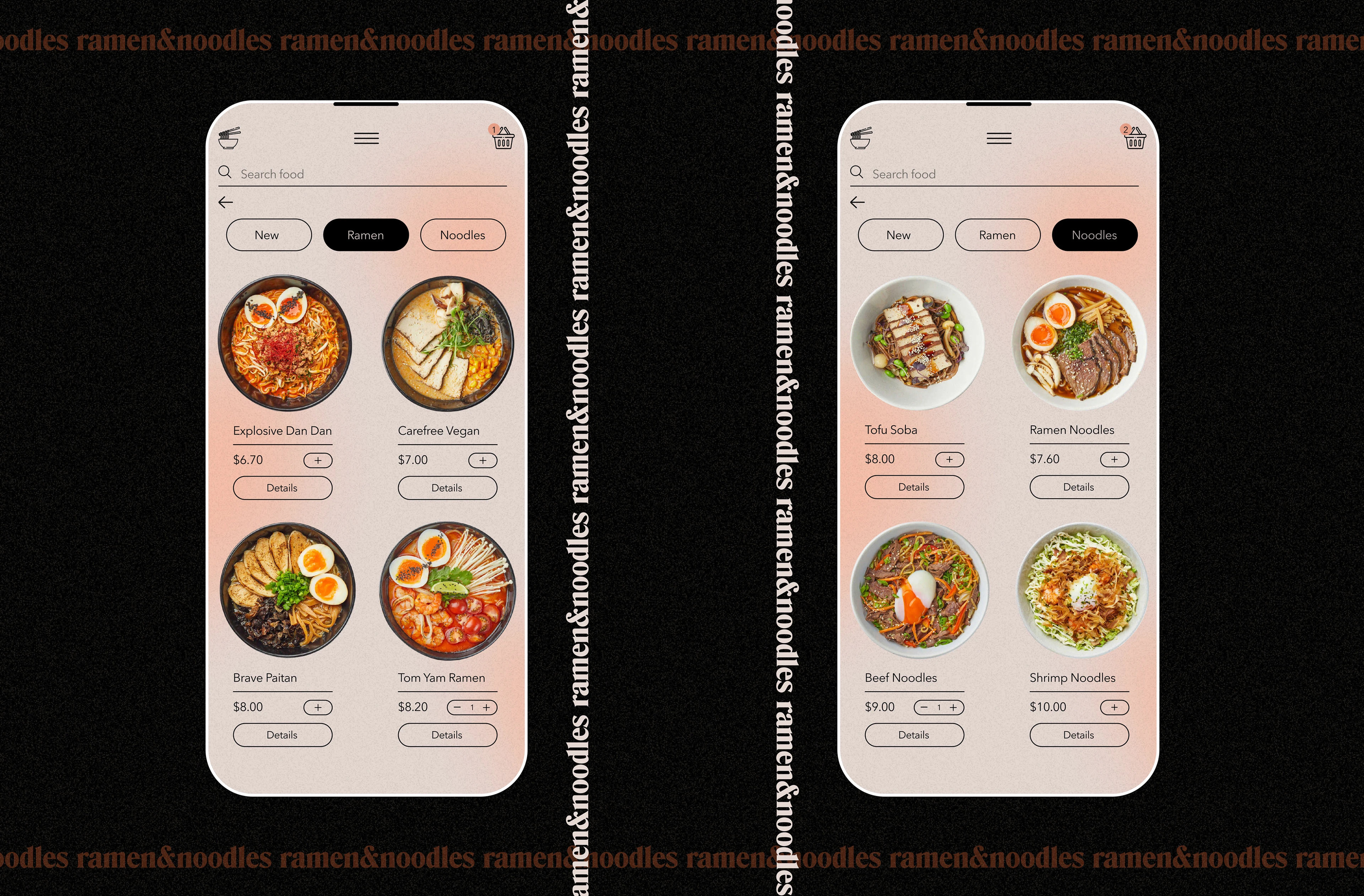 Mobile app "Ramen&Noodles" (2021) — Изображение №4 — Интерфейсы на Dprofile