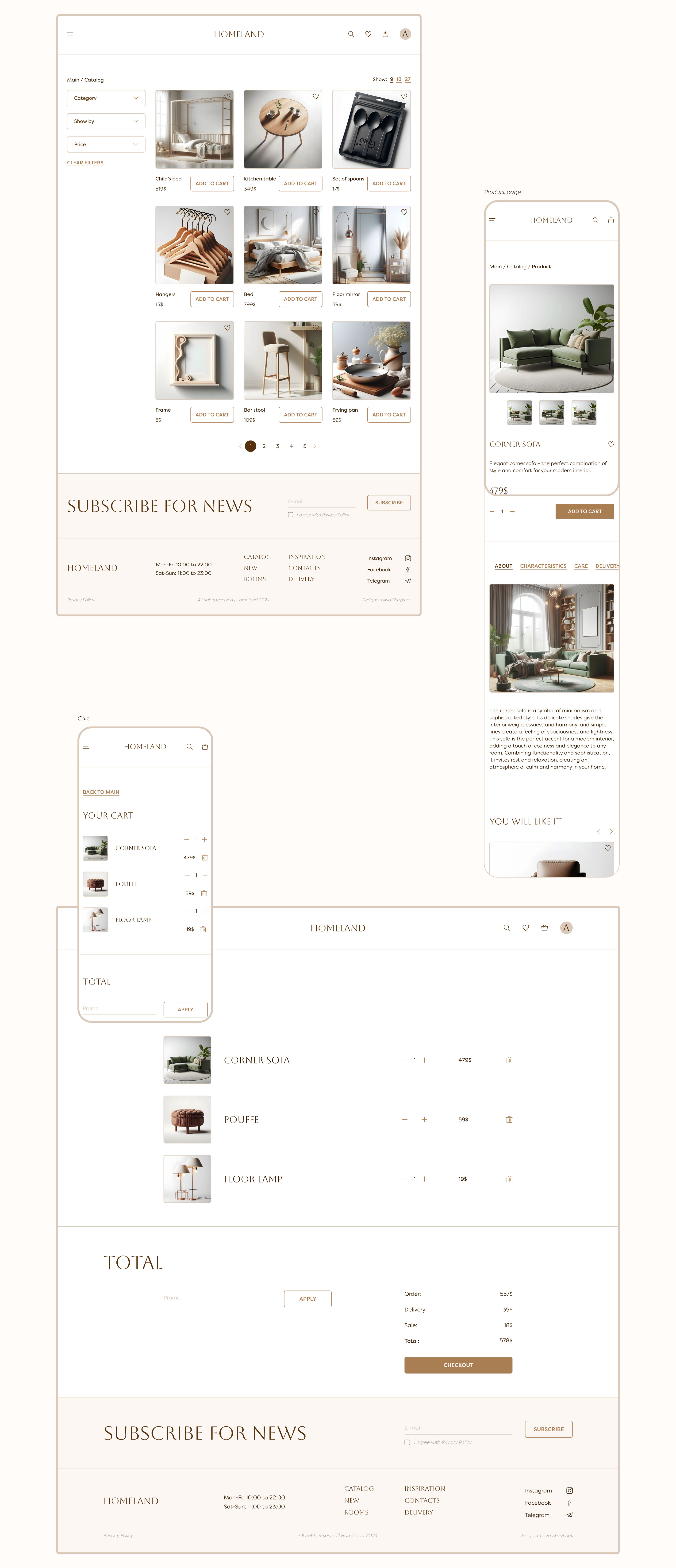 Home Goods Store | HOMELAND | E-commerce | UX/UI Design — Изображение №11 — Интерфейсы, Анимация на Dprofile