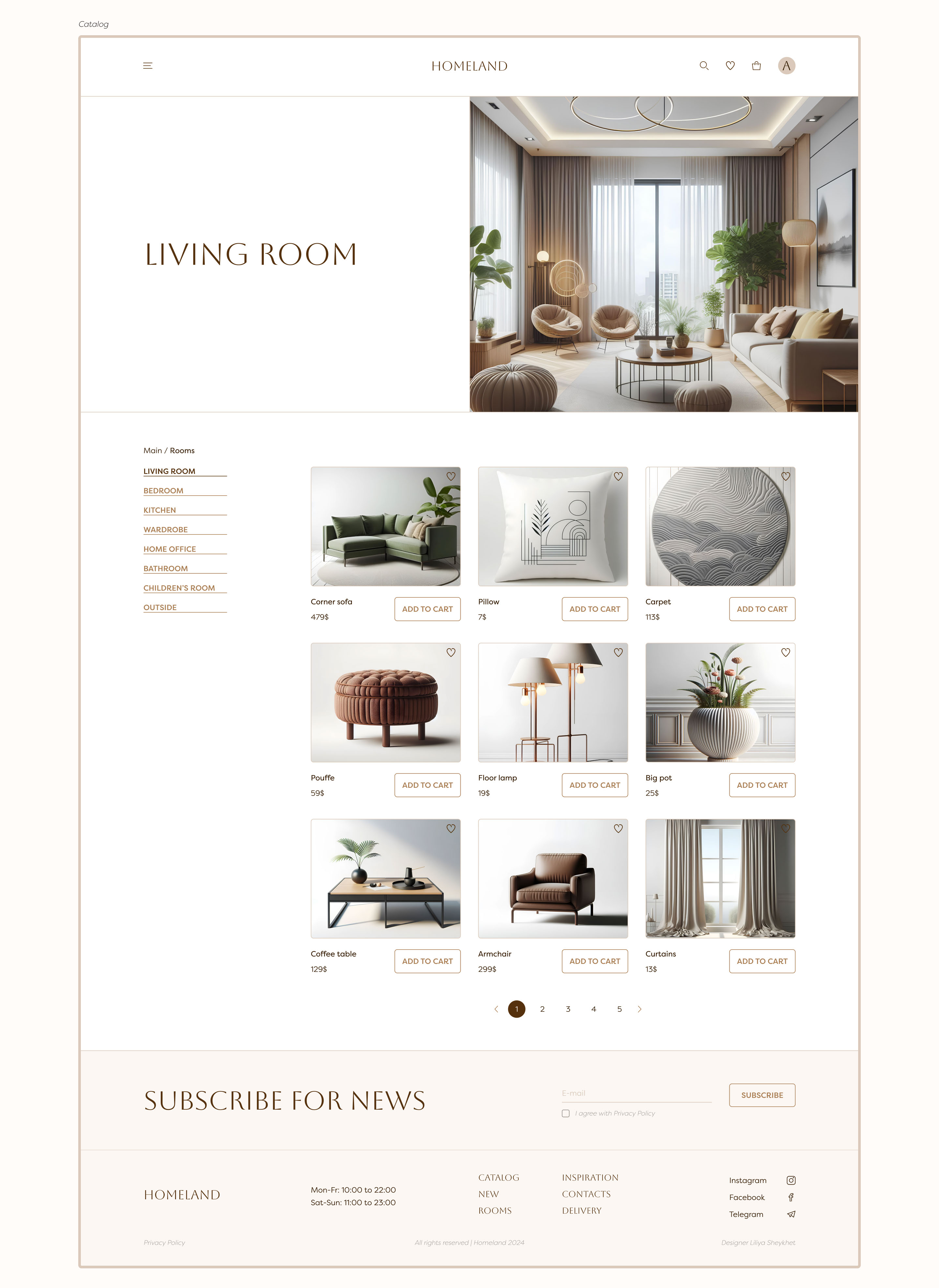 Home Goods Store | HOMELAND | E-commerce | UX/UI Design — Изображение №10 — Интерфейсы, Анимация на Dprofile
