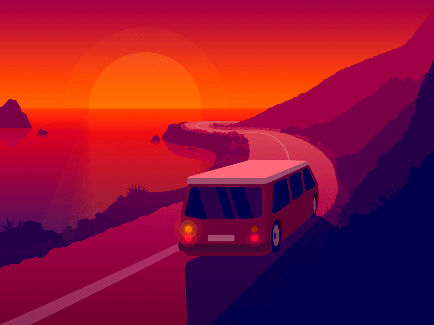 Закат на берегу моря — Изображение №1 — Иллюстрация, Графика на Dprofile