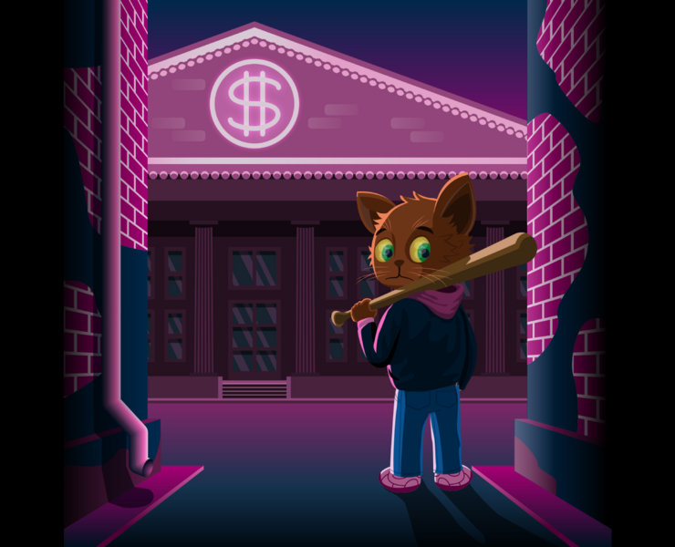 Котёнок - гангстер. Принт на футболку. — Иллюстрация, Графика на Dprofile