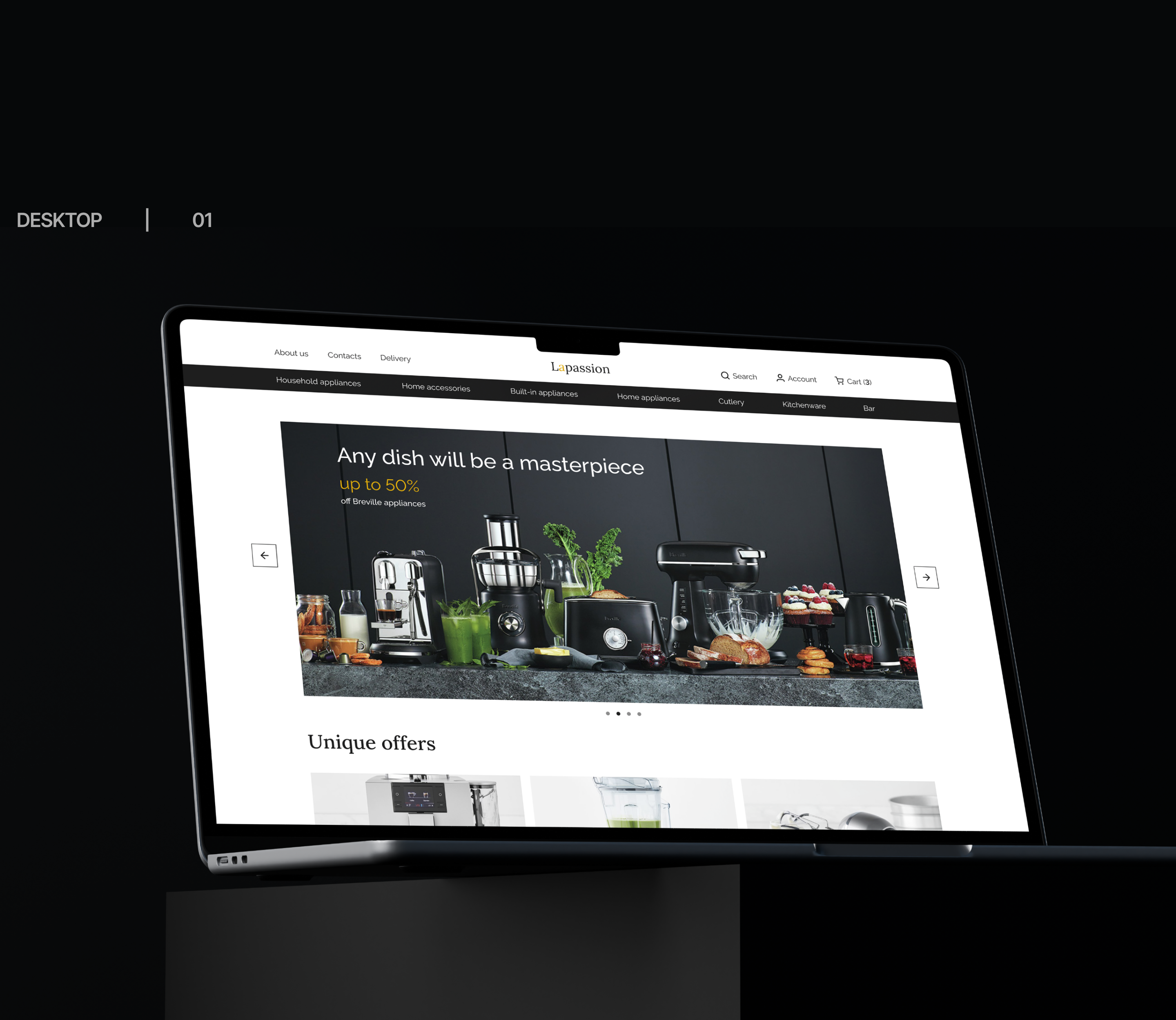 E-commerce website design | Kitchen appliances store — Изображение №2 — Интерфейсы на Dprofile