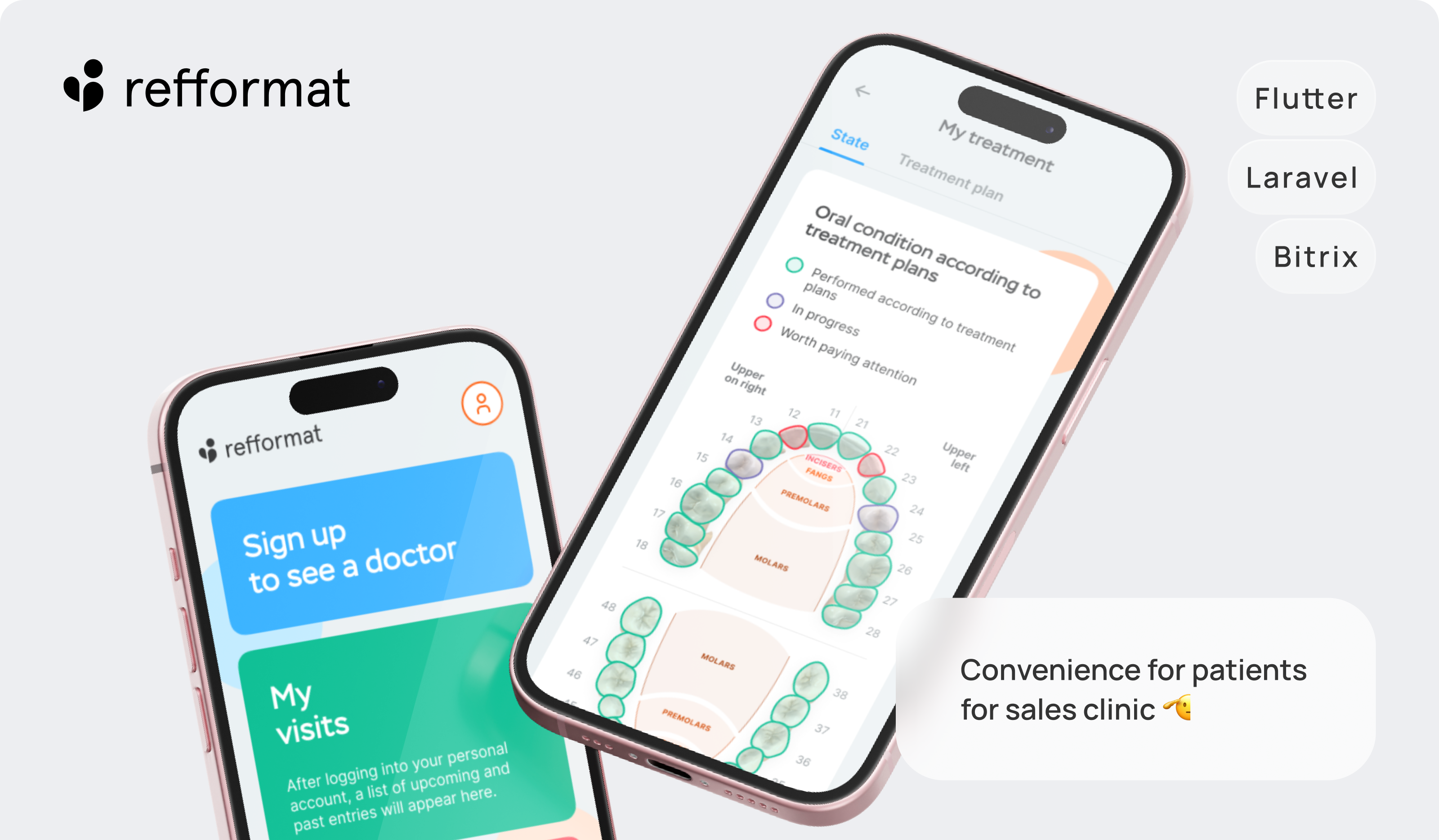 Refformat App — стоматологическая клиника — Изображение №1 — Интерфейсы, Брендинг на Dprofile