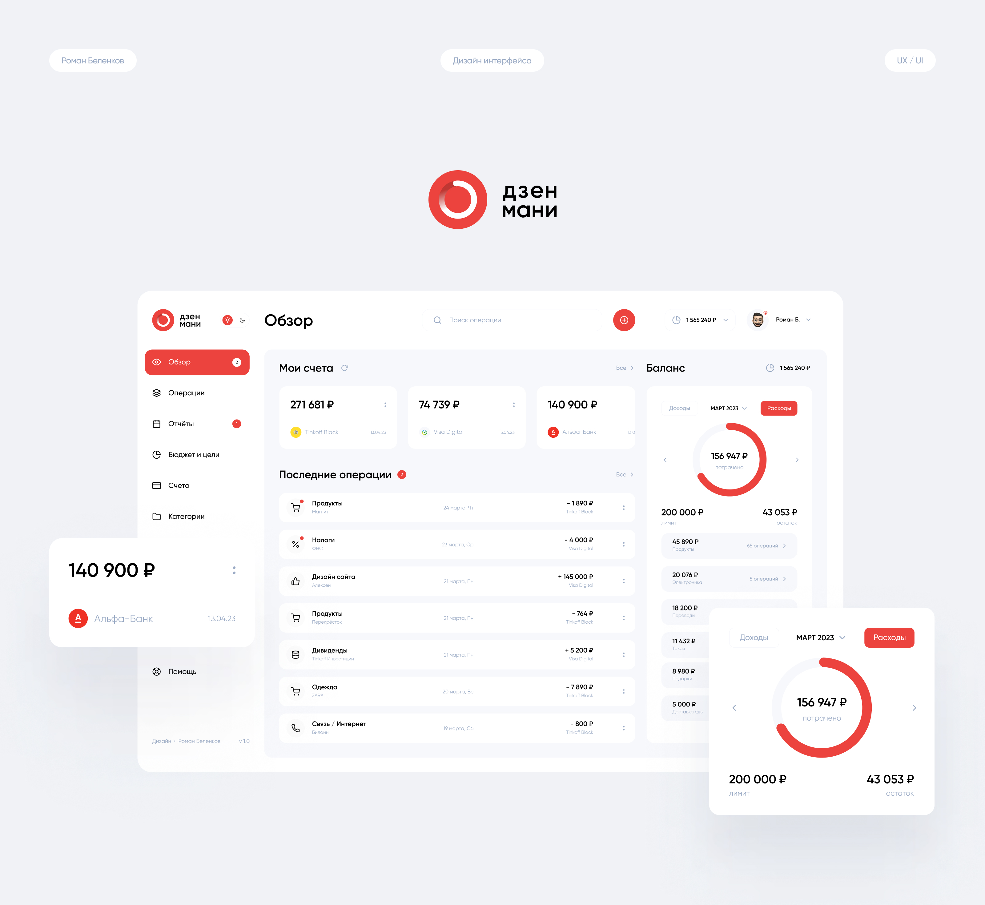 Dzen Money | Dashboard Design — Изображение №1 — Интерфейсы на Dprofile