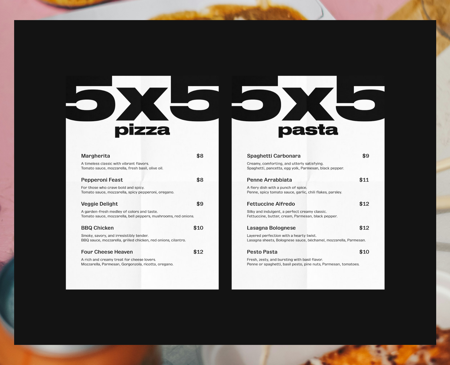 5x5 Menu Design — Брендинг, Графика на Dprofile