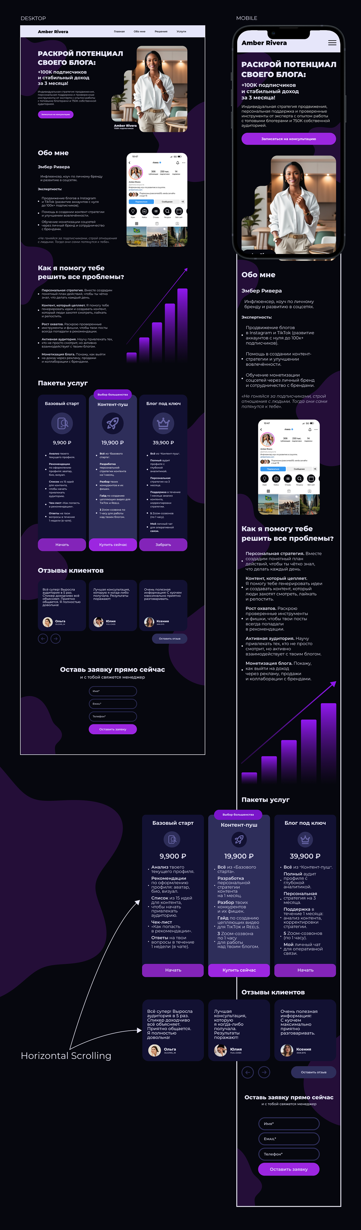 Landing Web-Design | Инфлюенсер — Изображение №4 — Интерфейсы на Dprofile