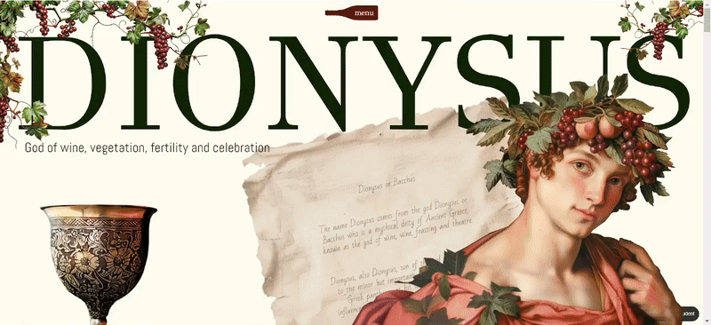 Creative site about Dionysus — Изображение №4 — Интерфейсы, Графика на Dprofile
