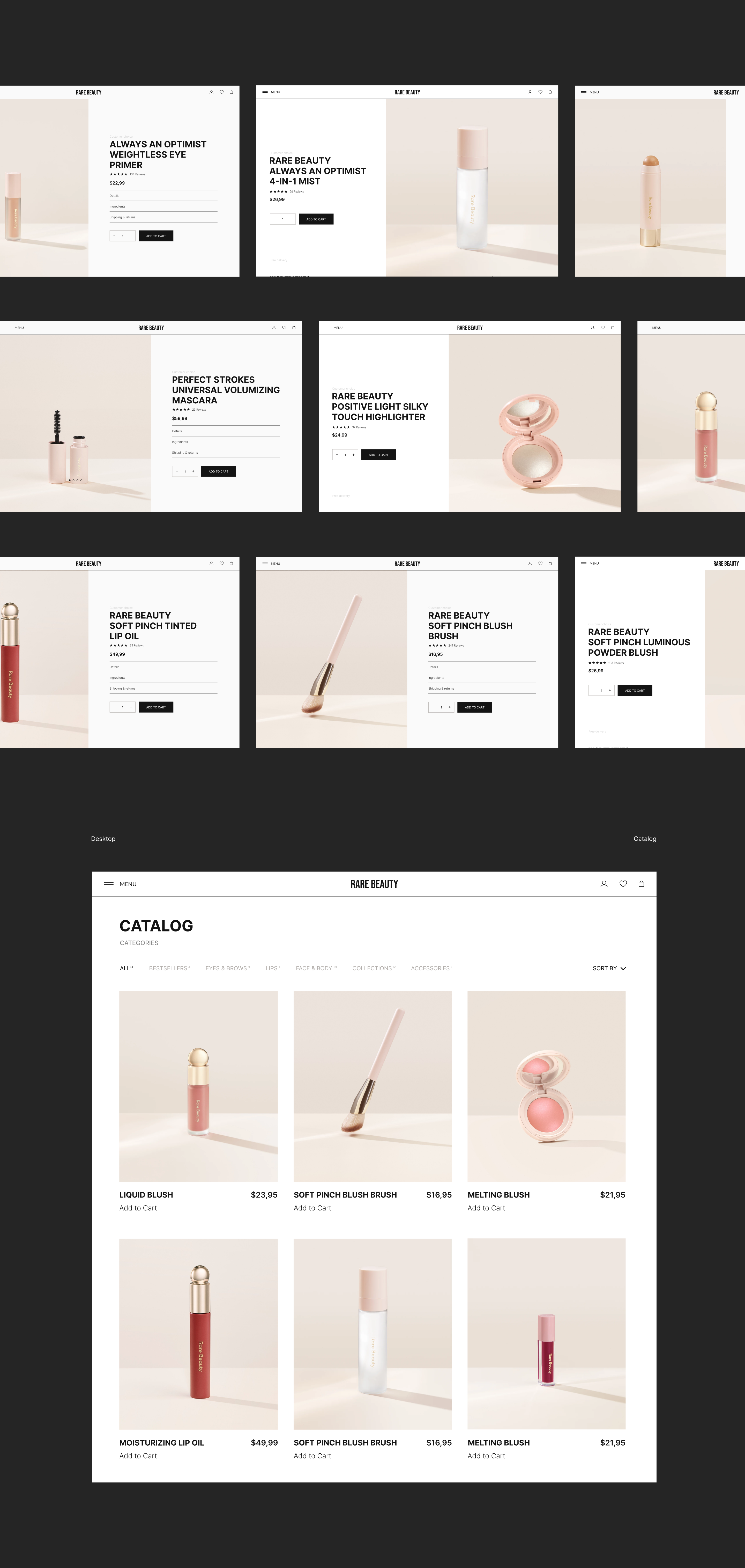 RARE BEAUTY Online store | Wedsite design | E-commerce — Изображение №7 — Интерфейсы на Dprofile
