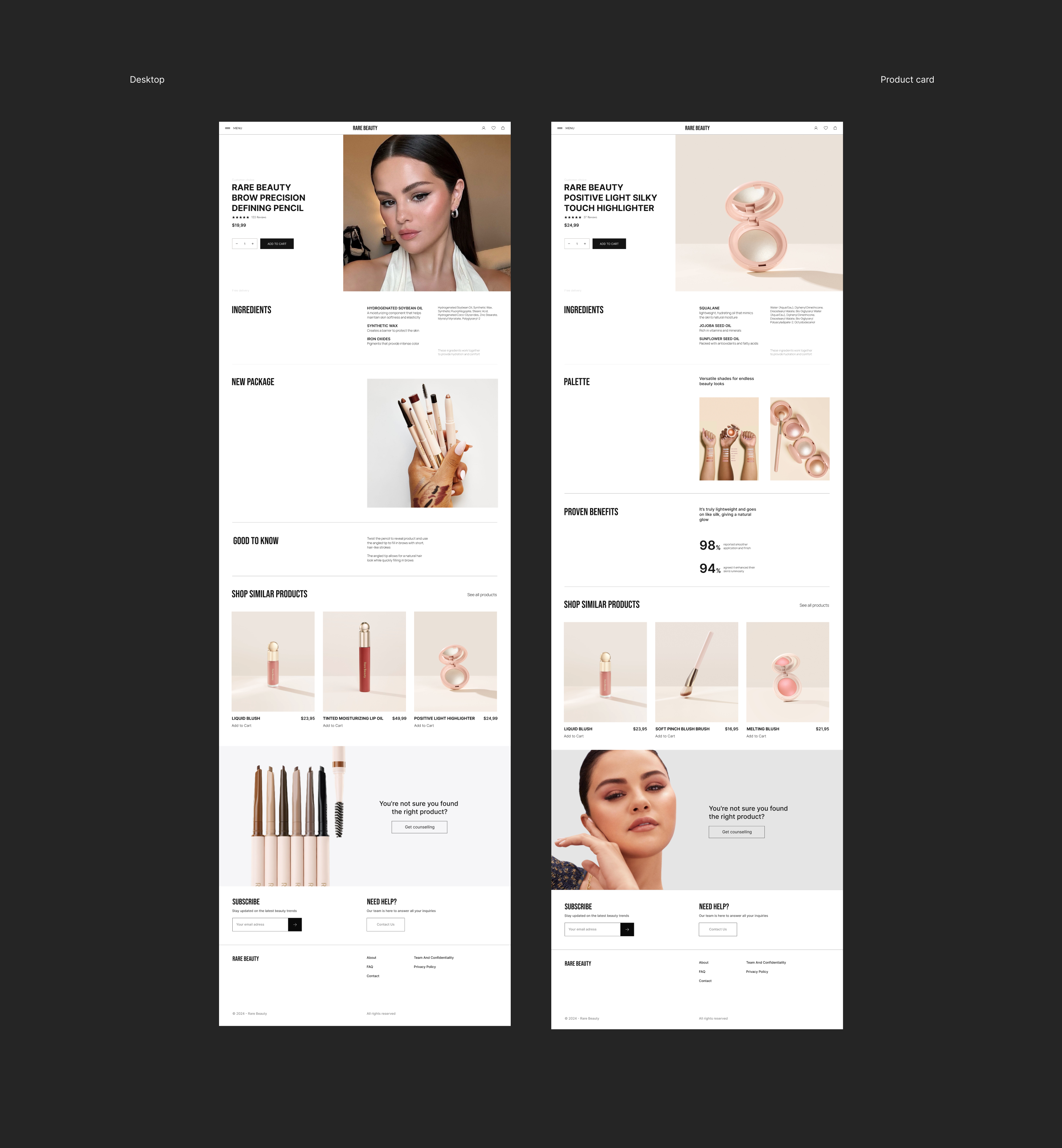 RARE BEAUTY Online store | Wedsite design | E-commerce — Изображение №5 — Интерфейсы на Dprofile
