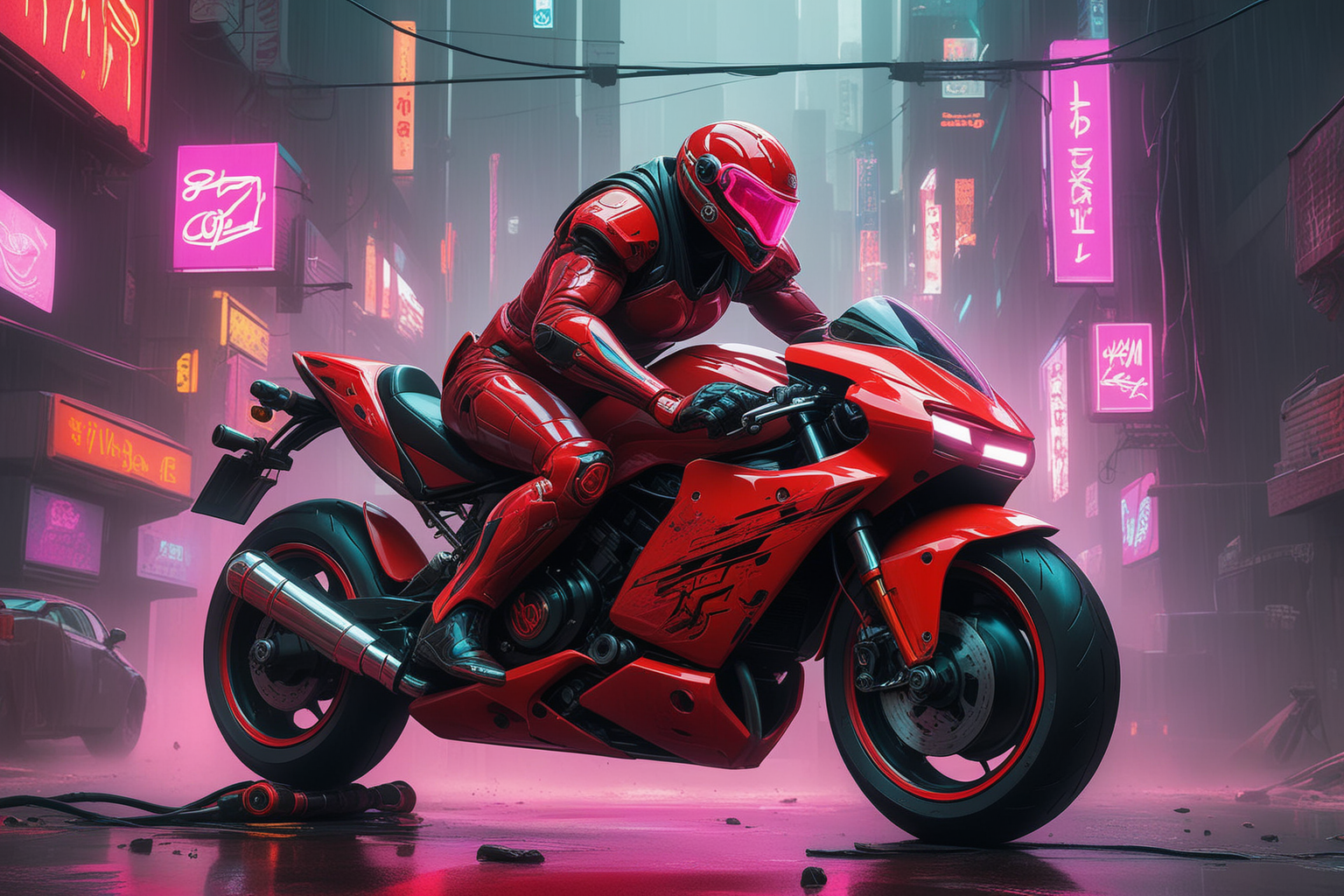 Погоня в стиле киберпанк в Stable Diffusion. — Изображение №4 — Иллюстрация, Графика на Dprofile