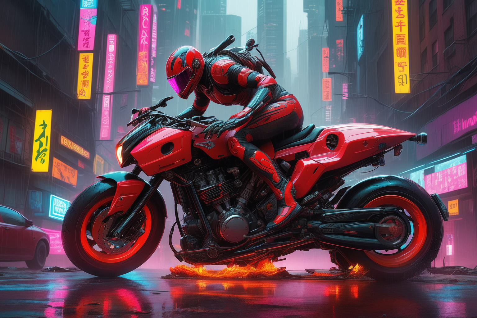 Погоня в стиле киберпанк в Stable Diffusion. — Изображение №3 — Иллюстрация, Графика на Dprofile