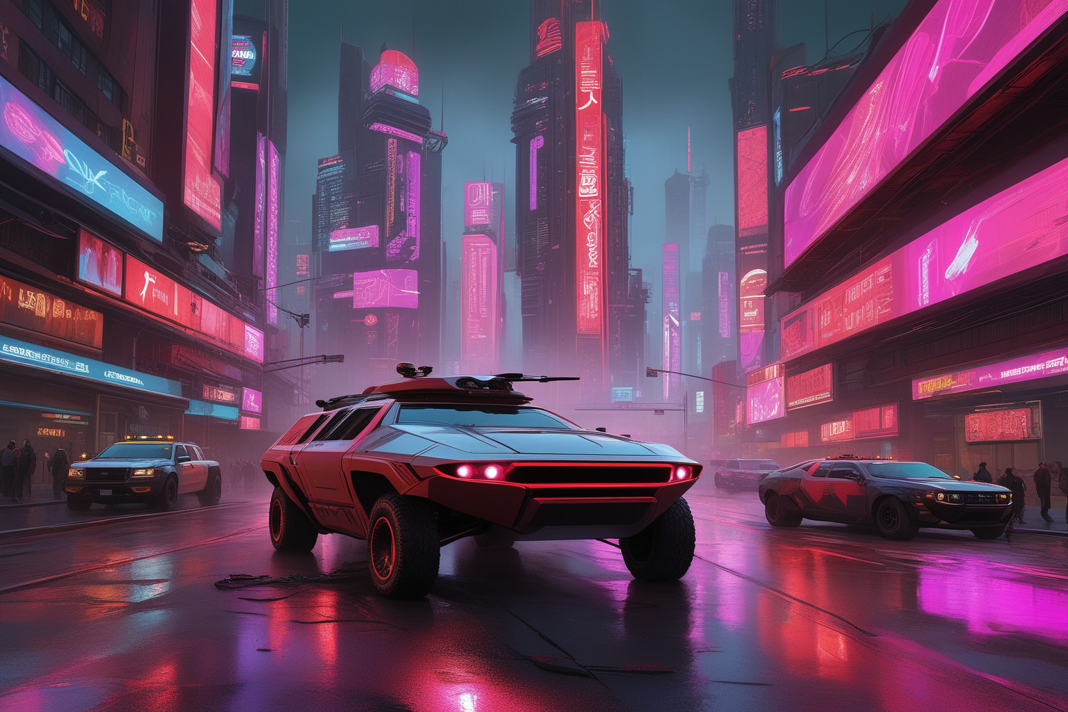 Погоня в стиле киберпанк в Stable Diffusion. — Изображение №5 — Иллюстрация, Графика на Dprofile
