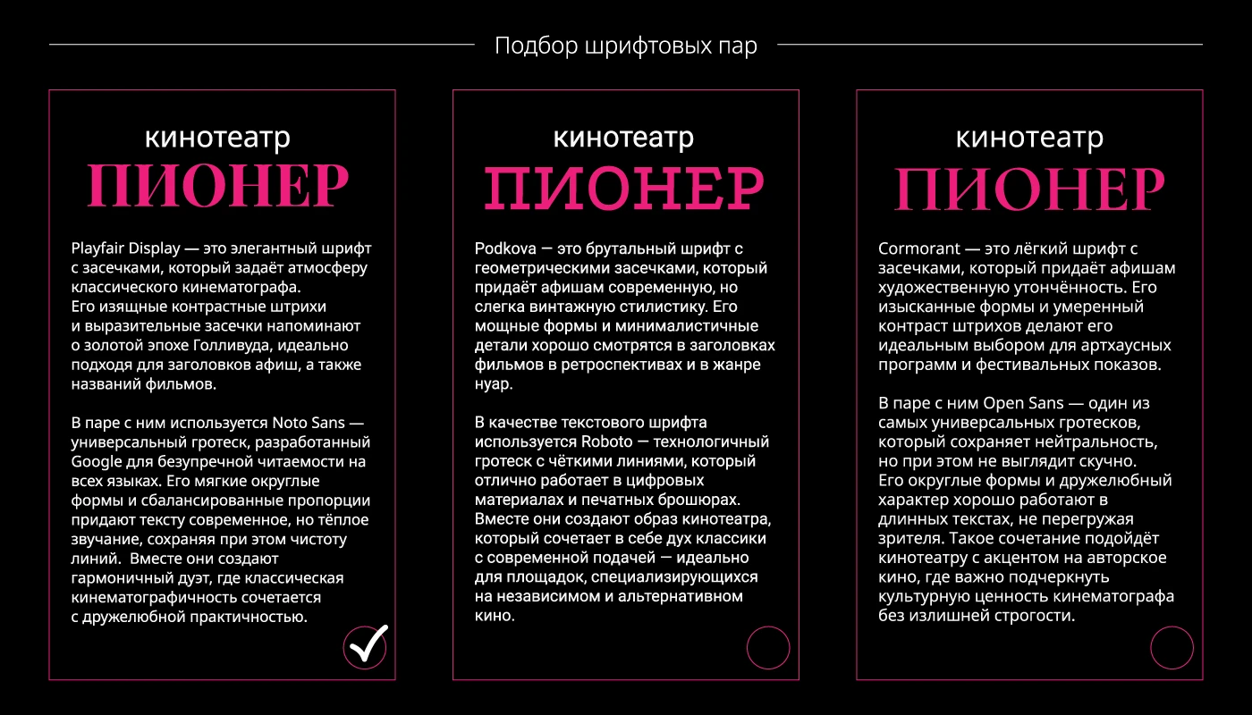 Кинотеатр "Пионер" | Подбор шрифтовой пары — Изображение №6 — Брендинг на Dprofile