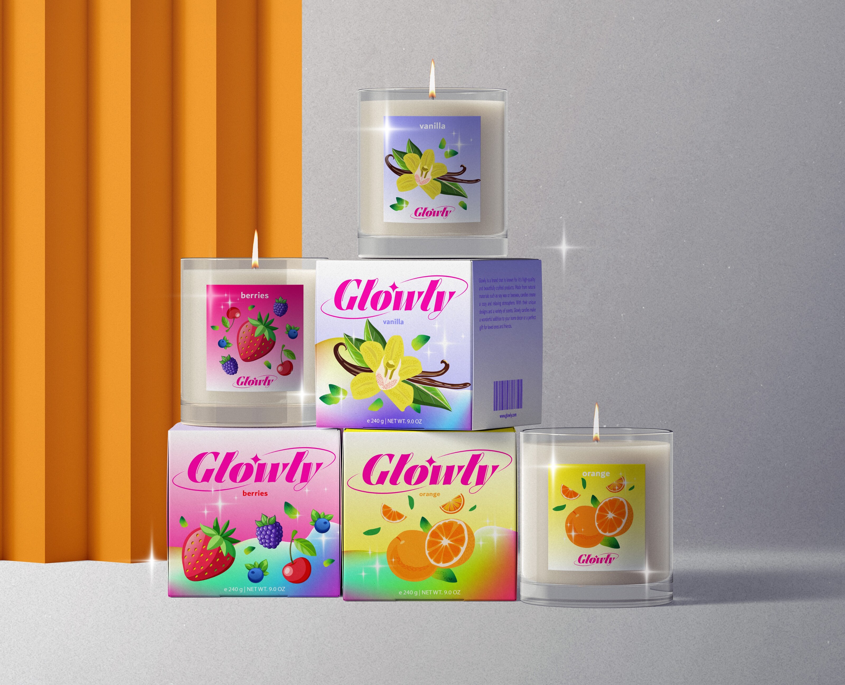 GlOWLY | Candle packaging design | Упаковка для свечей — Брендинг, Иллюстрация на Dprofile