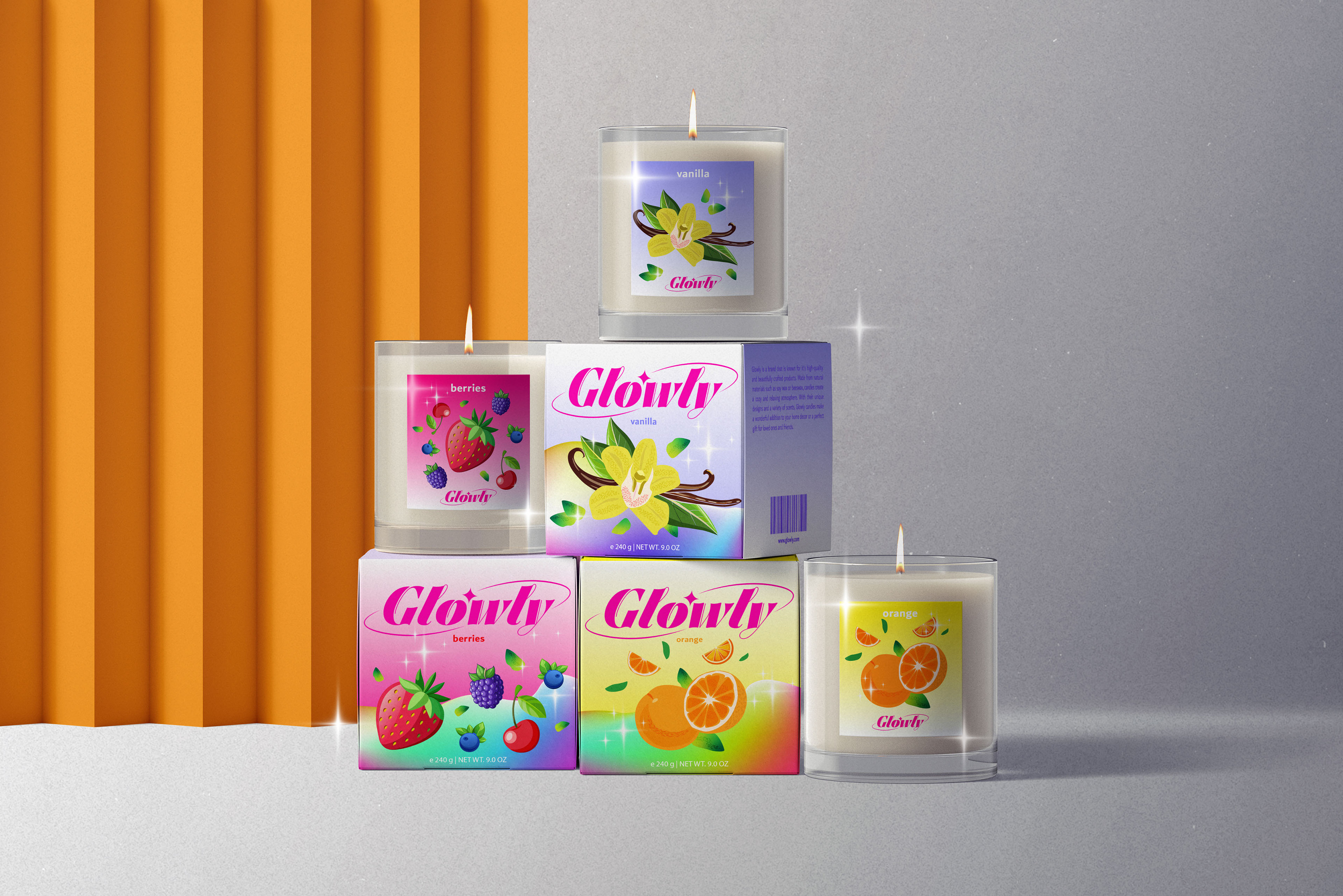 GlOWLY | Candle packaging design | Упаковка для свечей — Изображение №2 — Брендинг, Иллюстрация на Dprofile
