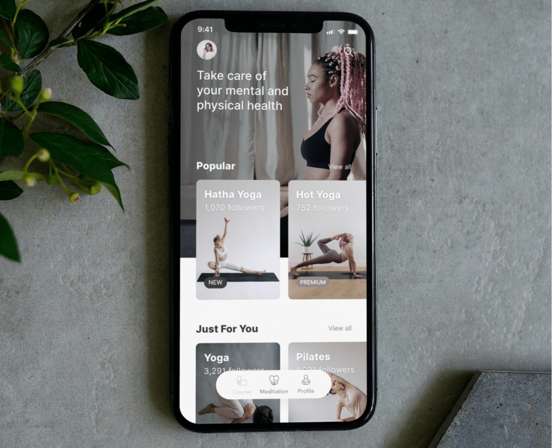Приложение для йоги и медитаций — Интерфейсы на Dprofile