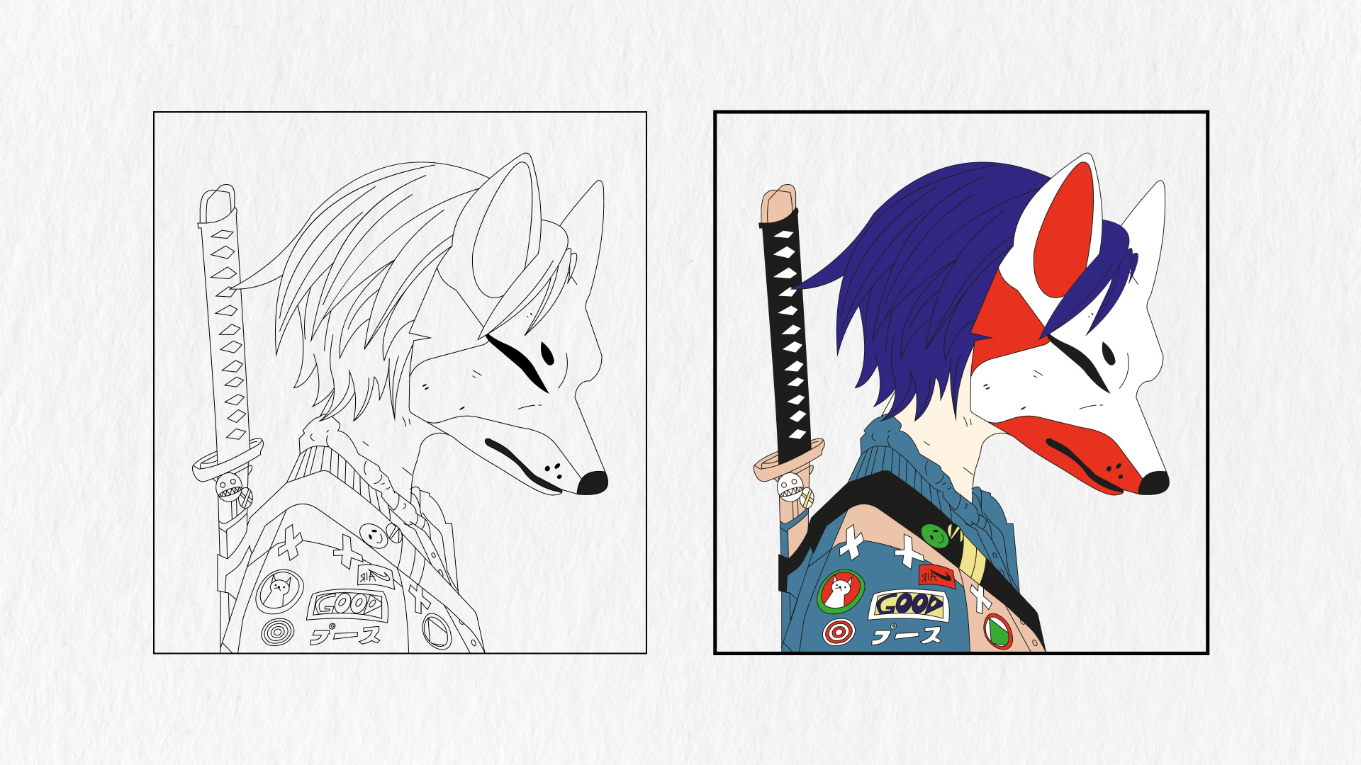 Kitsune | 狐 | Character redesign — Изображение №3 — Иллюстрация на Dprofile