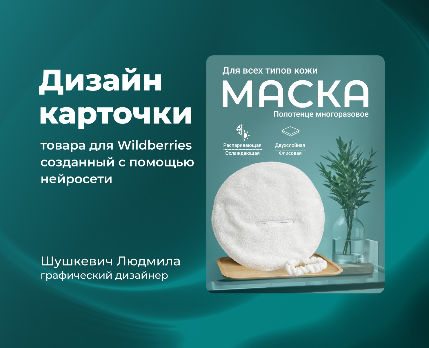 Дизайн карточки товара "Маска-полотенце для лица" — Графика, Маркетинг на Dprofile