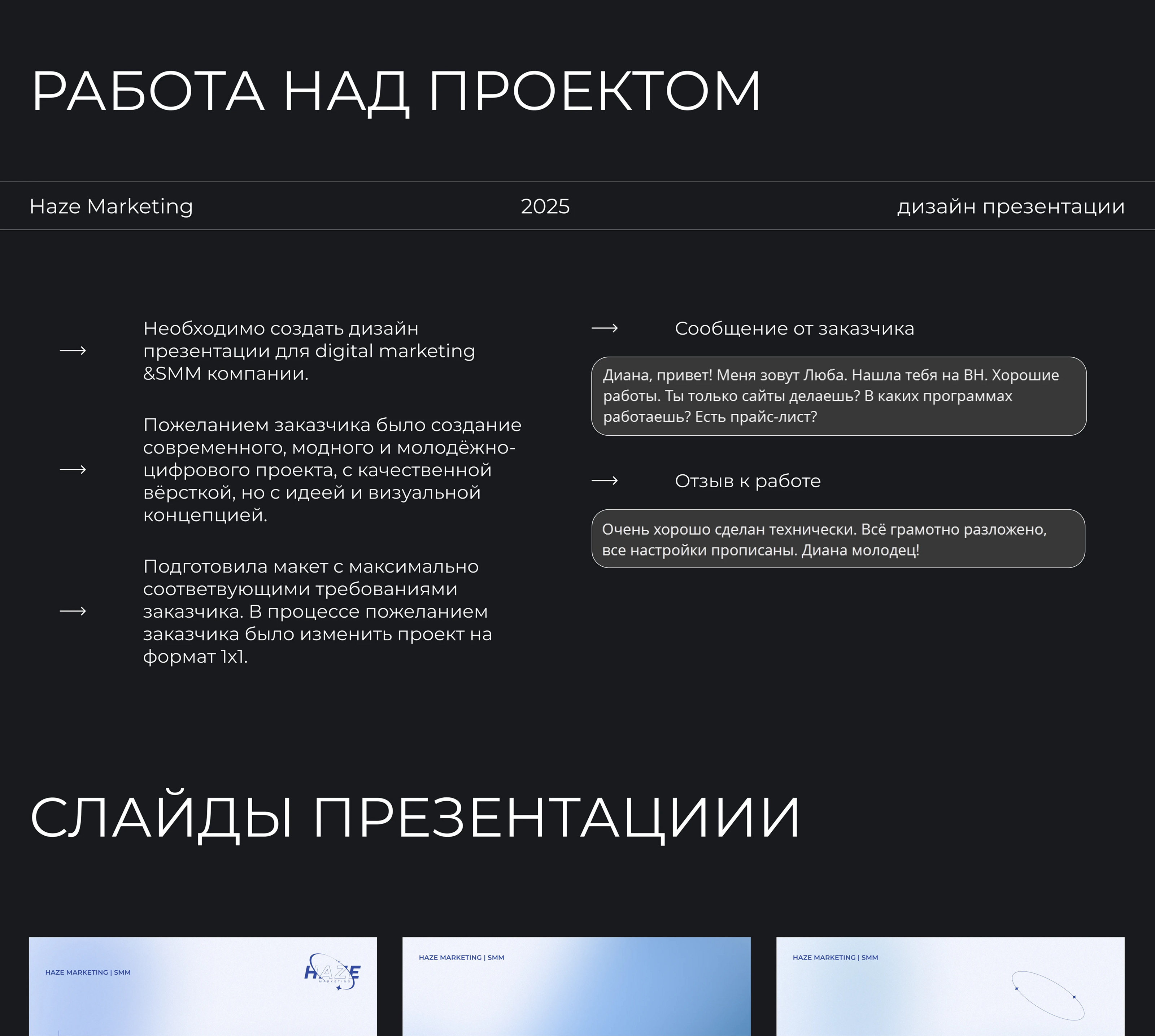 Haze Marketing | Presentation desing — Изображение №2 — Маркетинг на Dprofile