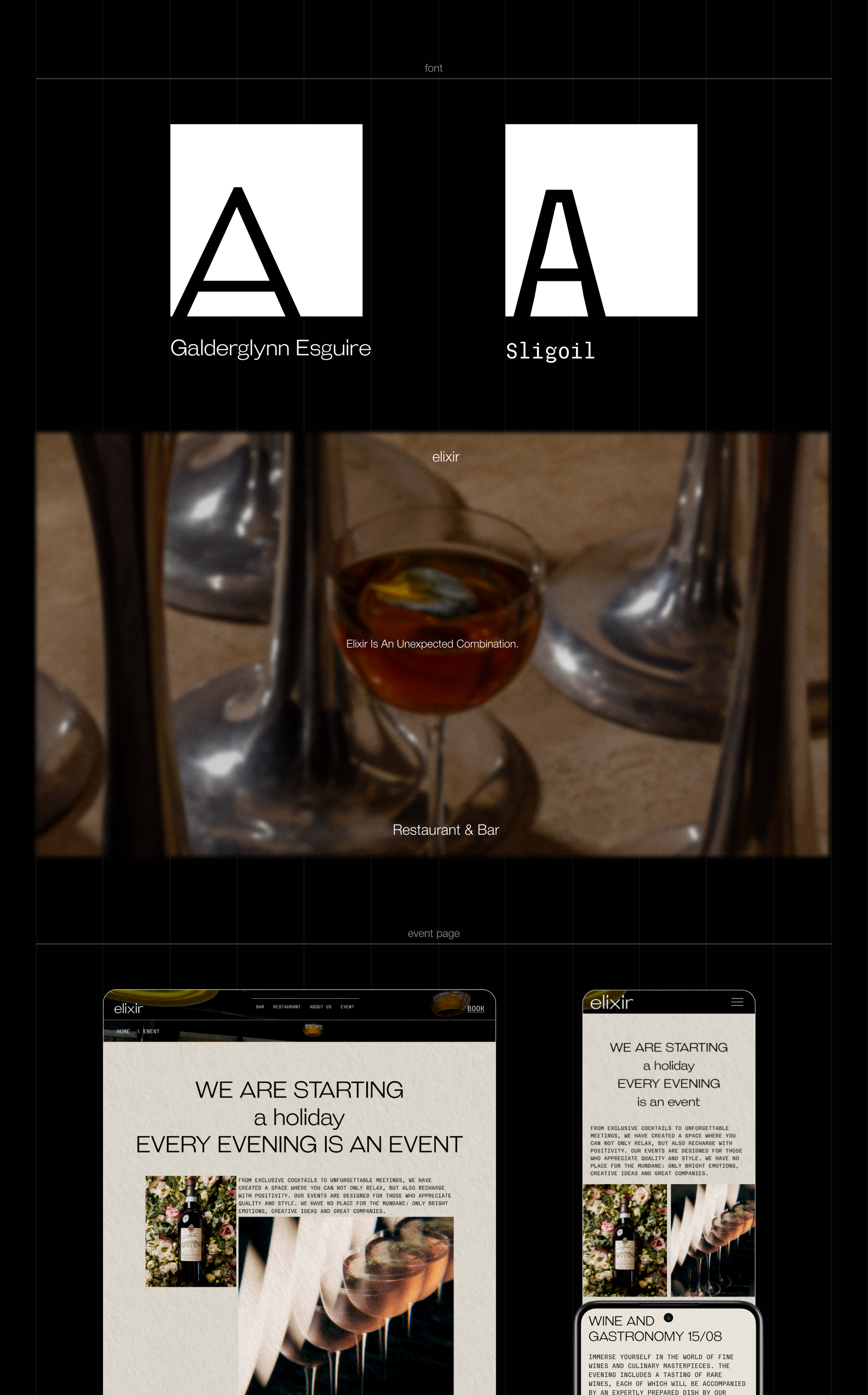 Веб-сайт| Restaurant & Bar | ELIXIR — Изображение №5 — Интерфейсы, Брендинг на Dprofile