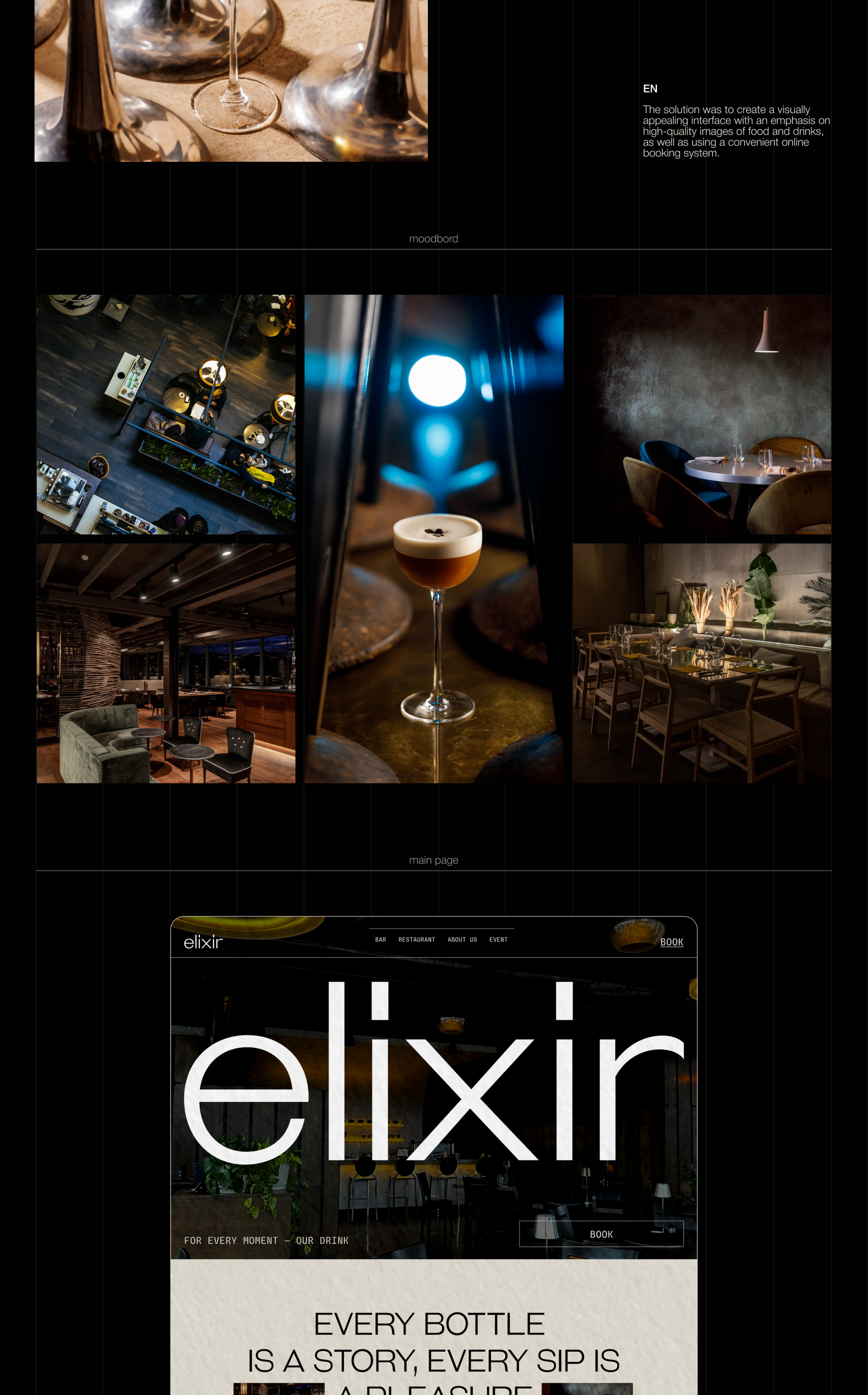 Веб-сайт| Restaurant & Bar | ELIXIR — Изображение №2 — Интерфейсы, Брендинг на Dprofile