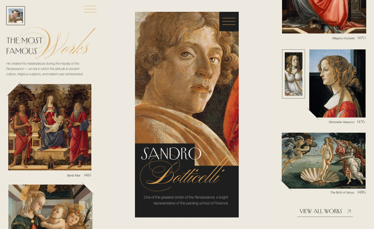 Art Sandro Botticelli — Изображение №2 — Интерфейсы на Dprofile