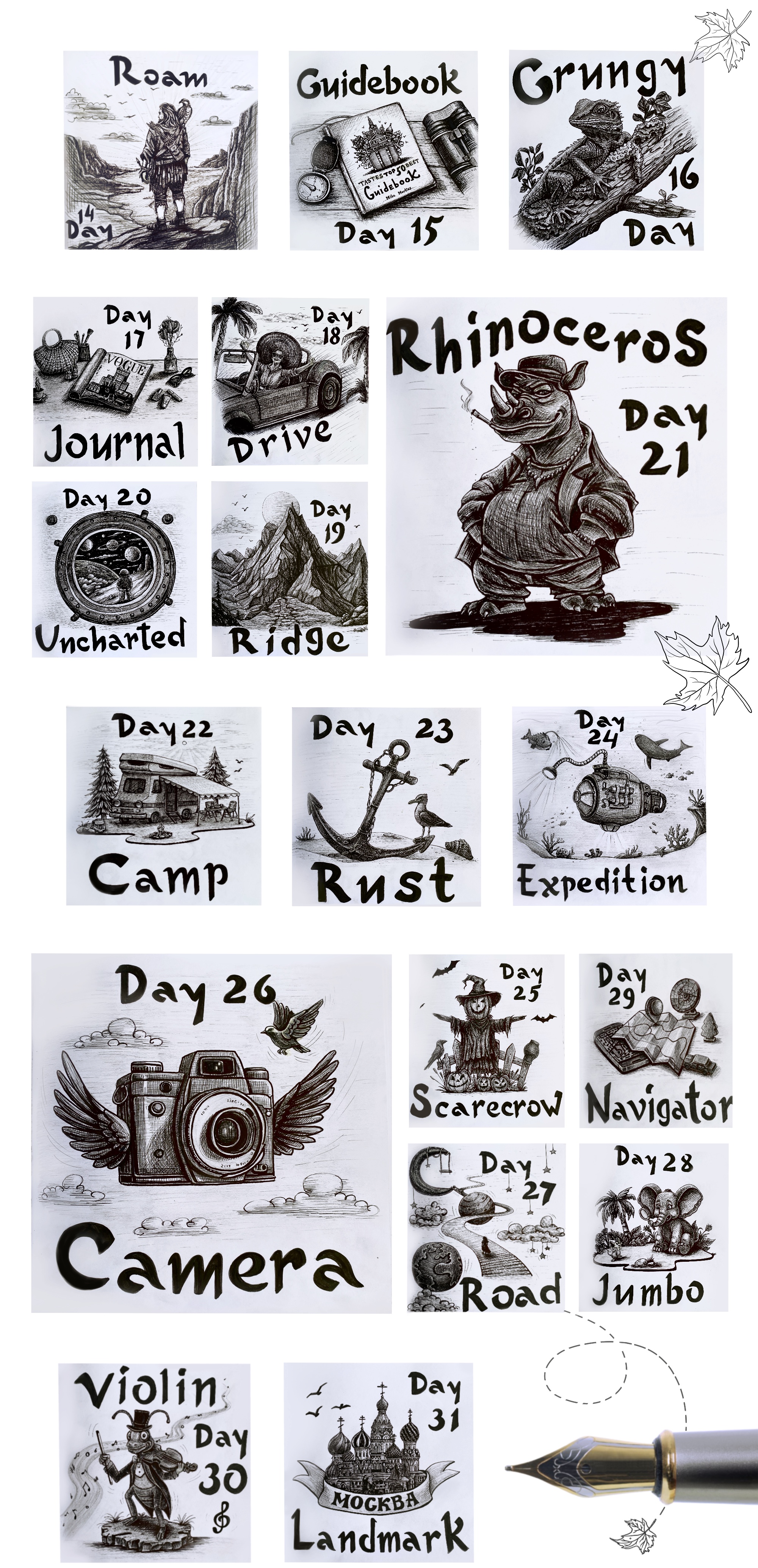 Инктобер/Inktober2024 — Изображение №2 — Брендинг, Графика на Dprofile