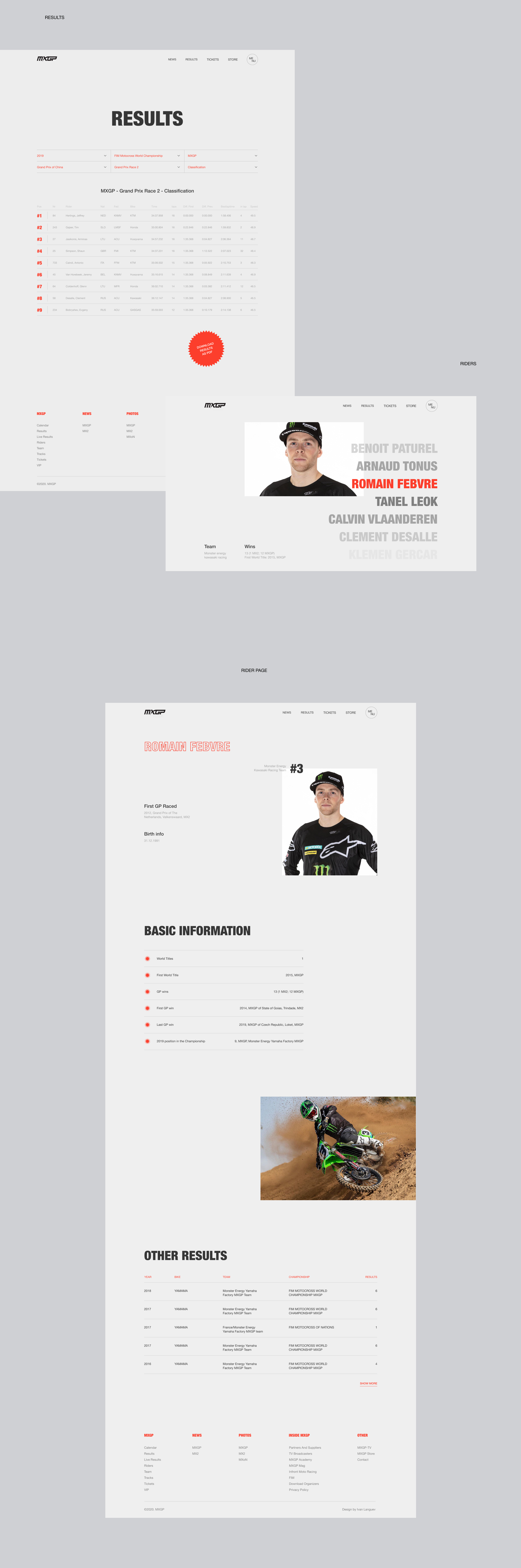 MXGP — концепт сайта мото соревнований — Изображение №9 — Интерфейсы на Dprofile