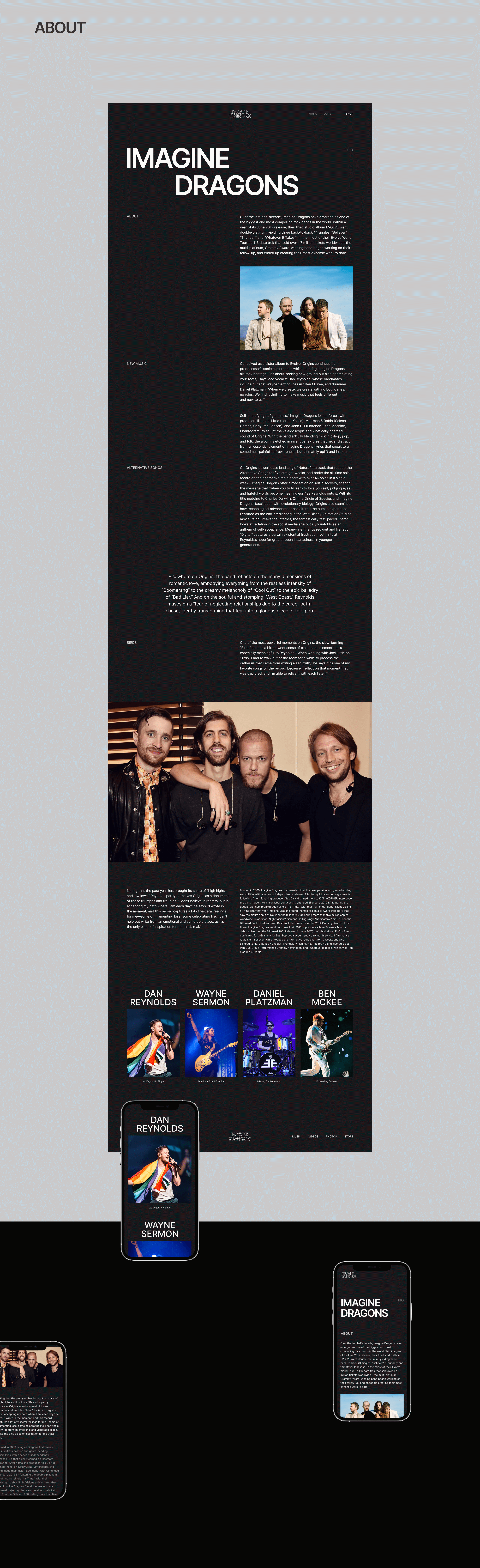 Imagine Dragons — сайт музыкальной группы — Изображение №6 — Интерфейсы на Dprofile