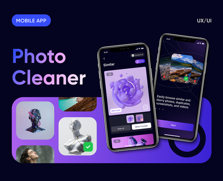 Duplicate Photos Cleaner — дизайн приложения для очистки — Интерфейсы на Dprofile