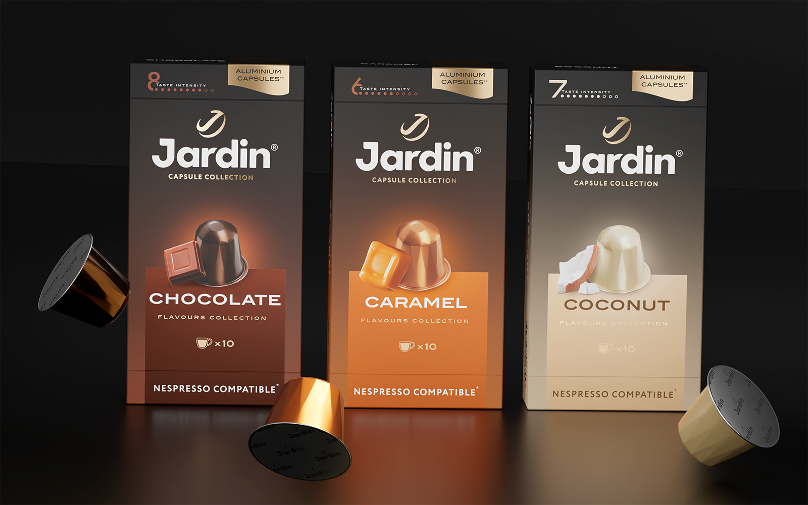 разработка линейки кофе в капсулах тм Jardin — Изображение №5 — Брендинг, 3D на Dprofile
