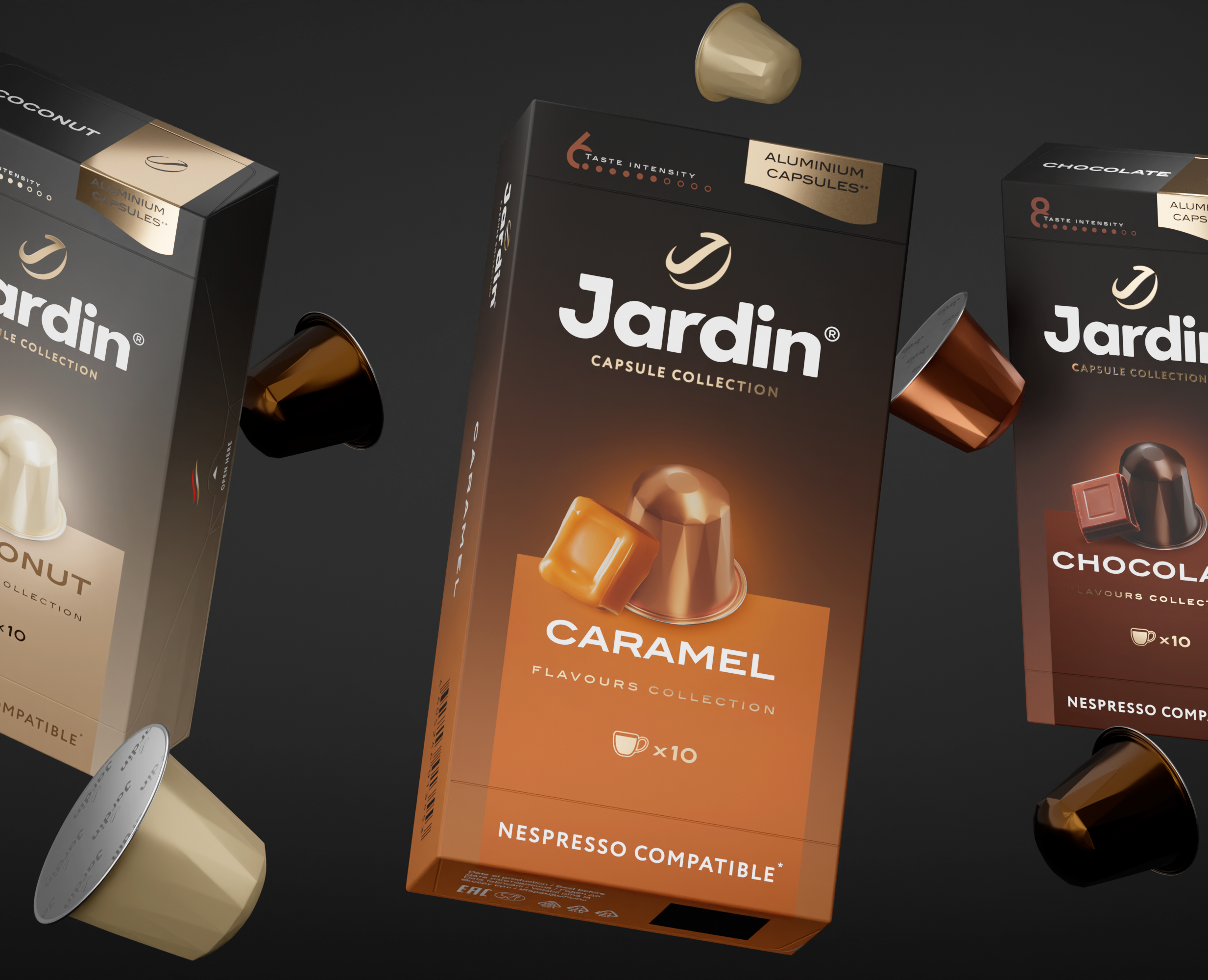 разработка линейки кофе в капсулах тм Jardin — Брендинг, 3D на Dprofile