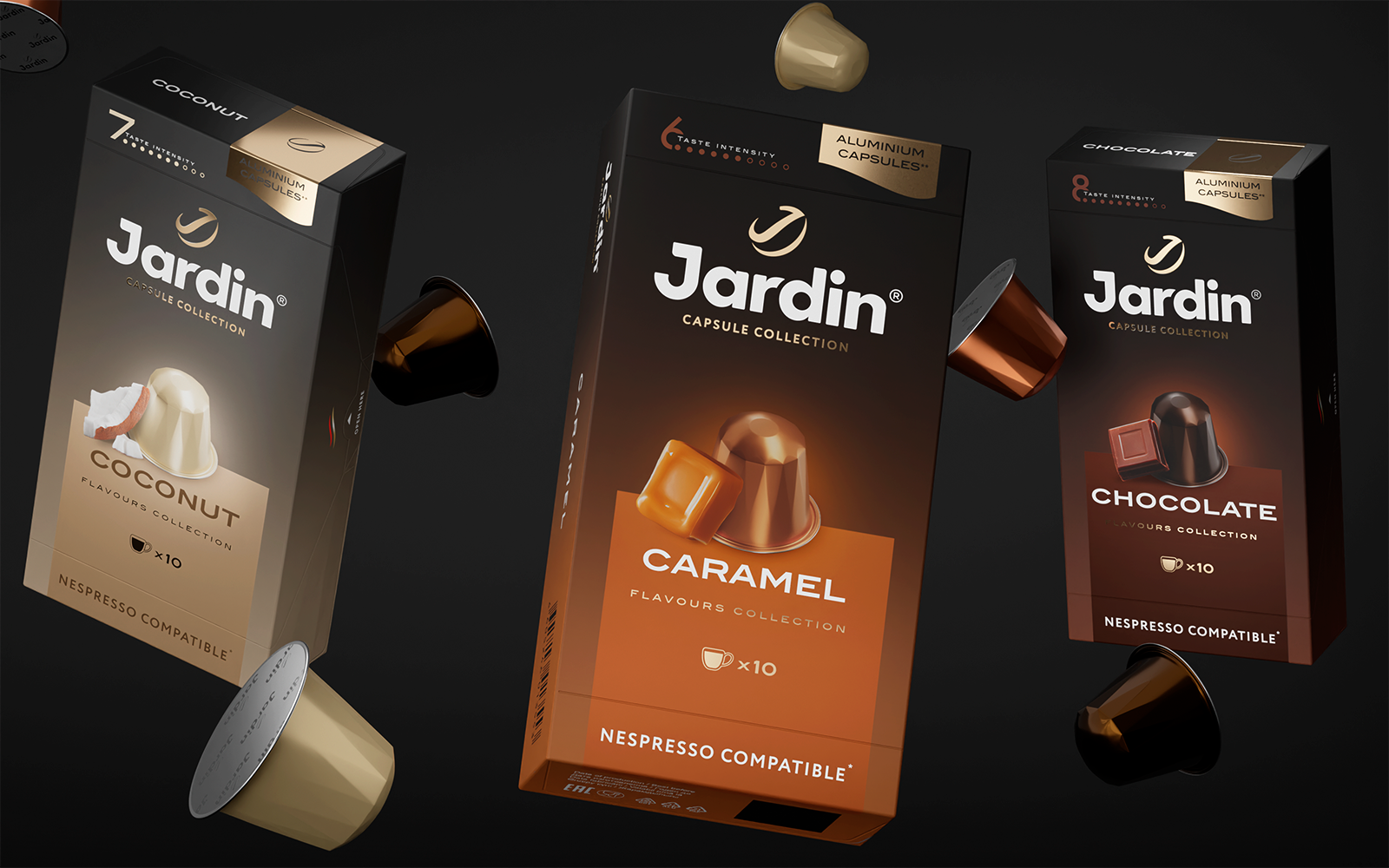 разработка линейки кофе в капсулах тм Jardin — Изображение №1 — Брендинг, 3D на Dprofile