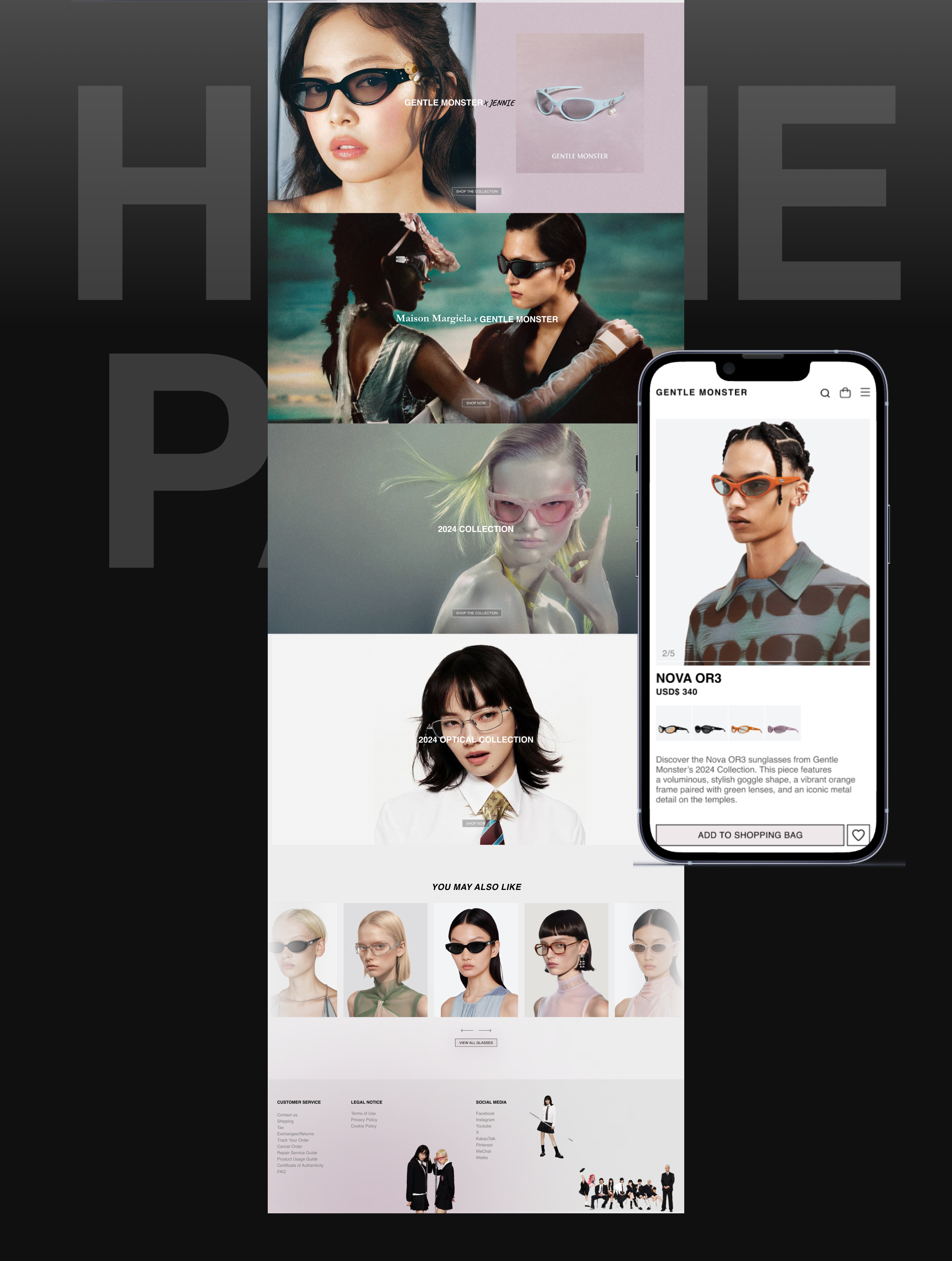 Gentle Monster | E-commerce redesign — Изображение №3 — Интерфейсы, Графика на Dprofile