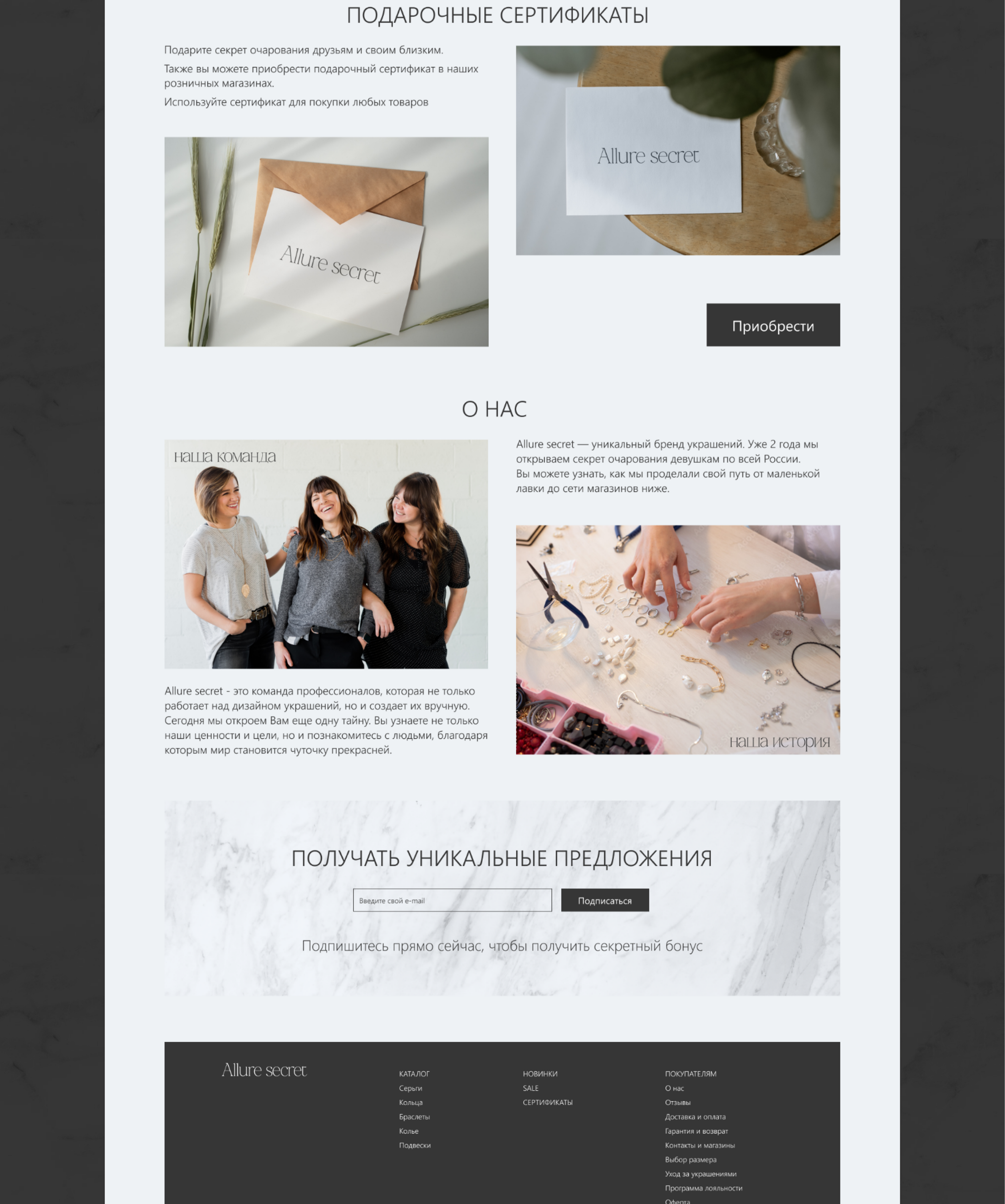 ECOMMERCE ONLINE STORE | Allure Secret Jewelry — Изображение №4 — Интерфейсы, Брендинг на Dprofile