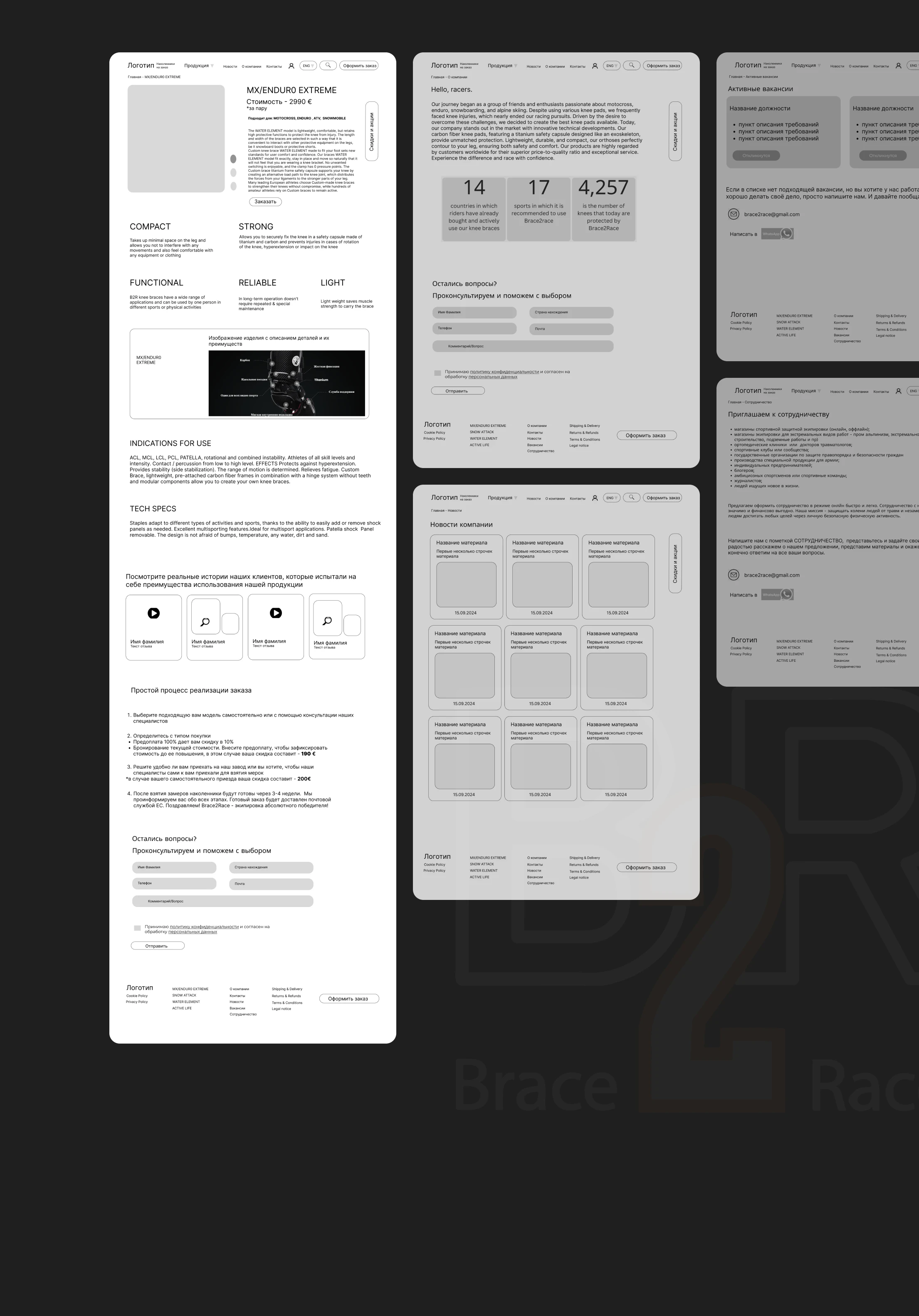 Спорт под защитой: Разработка сайта для Brace to Race — Изображение №10 — Интерфейсы, Брендинг на Dprofile