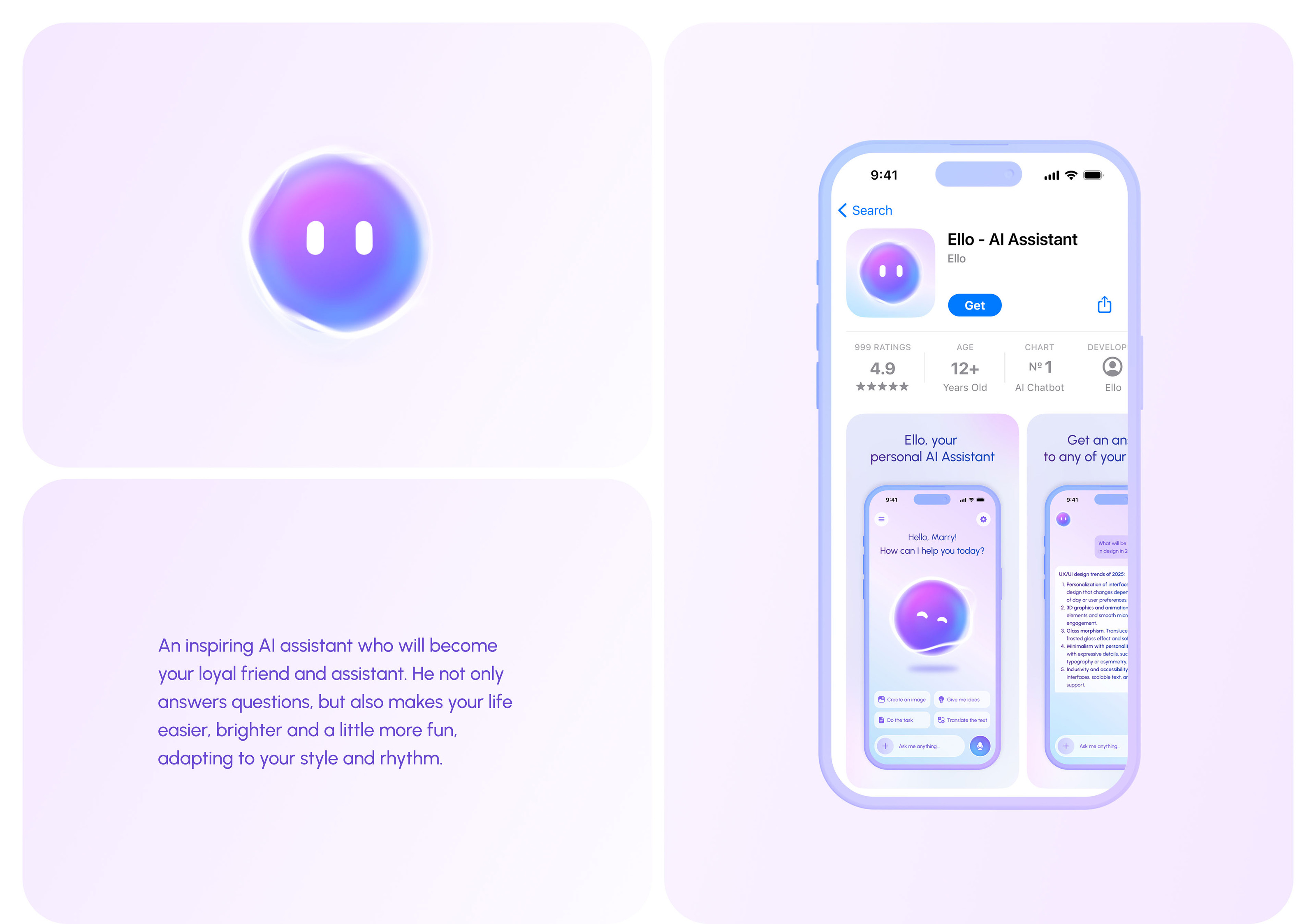 Ello AI Assistant - Mobile App & UX/UI Design — Изображение №11 — Интерфейсы на Dprofile
