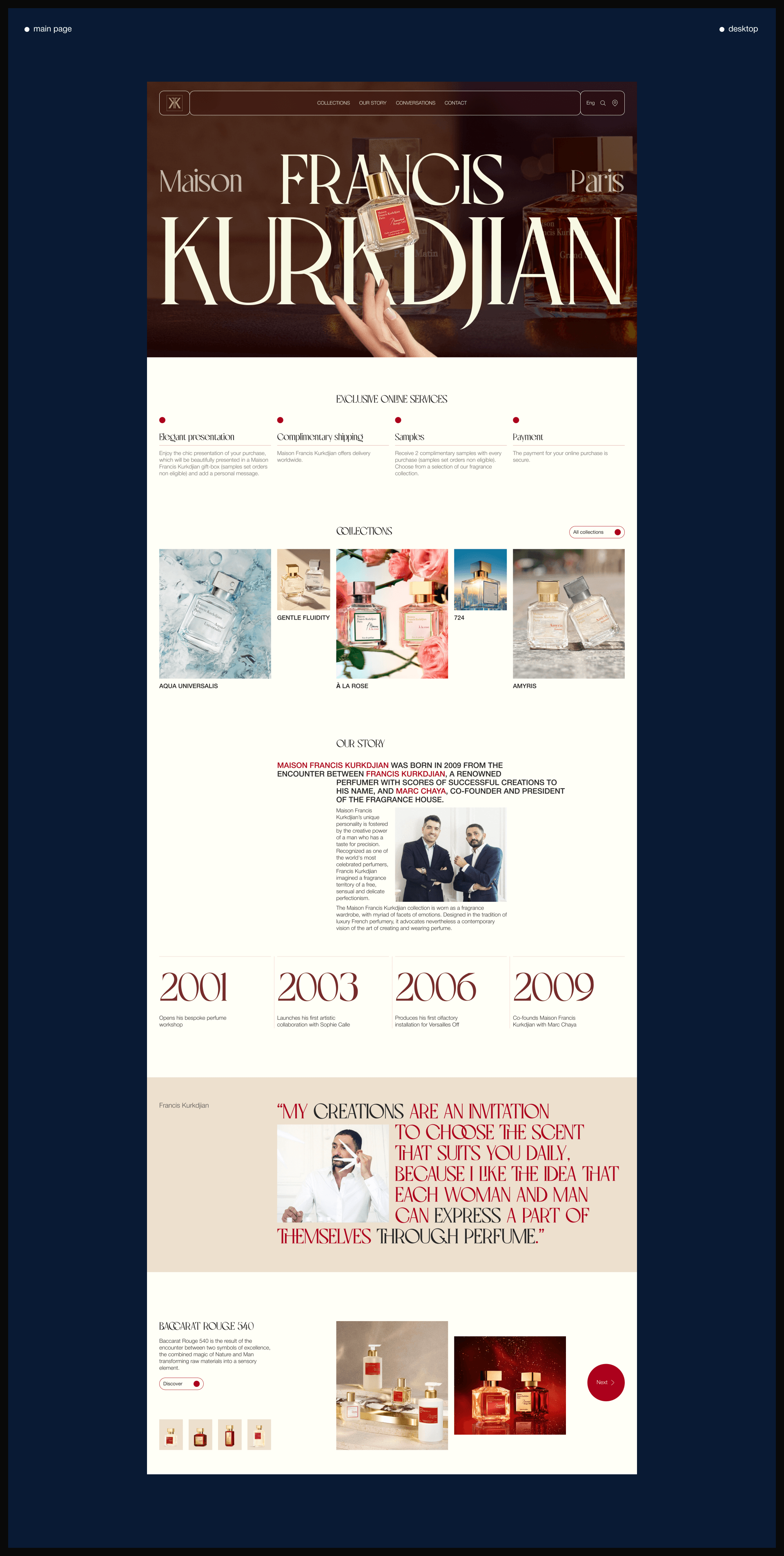 Maison Francis Kurkdjian | Corporate website redesign — Изображение №3 — Интерфейсы на Dprofile