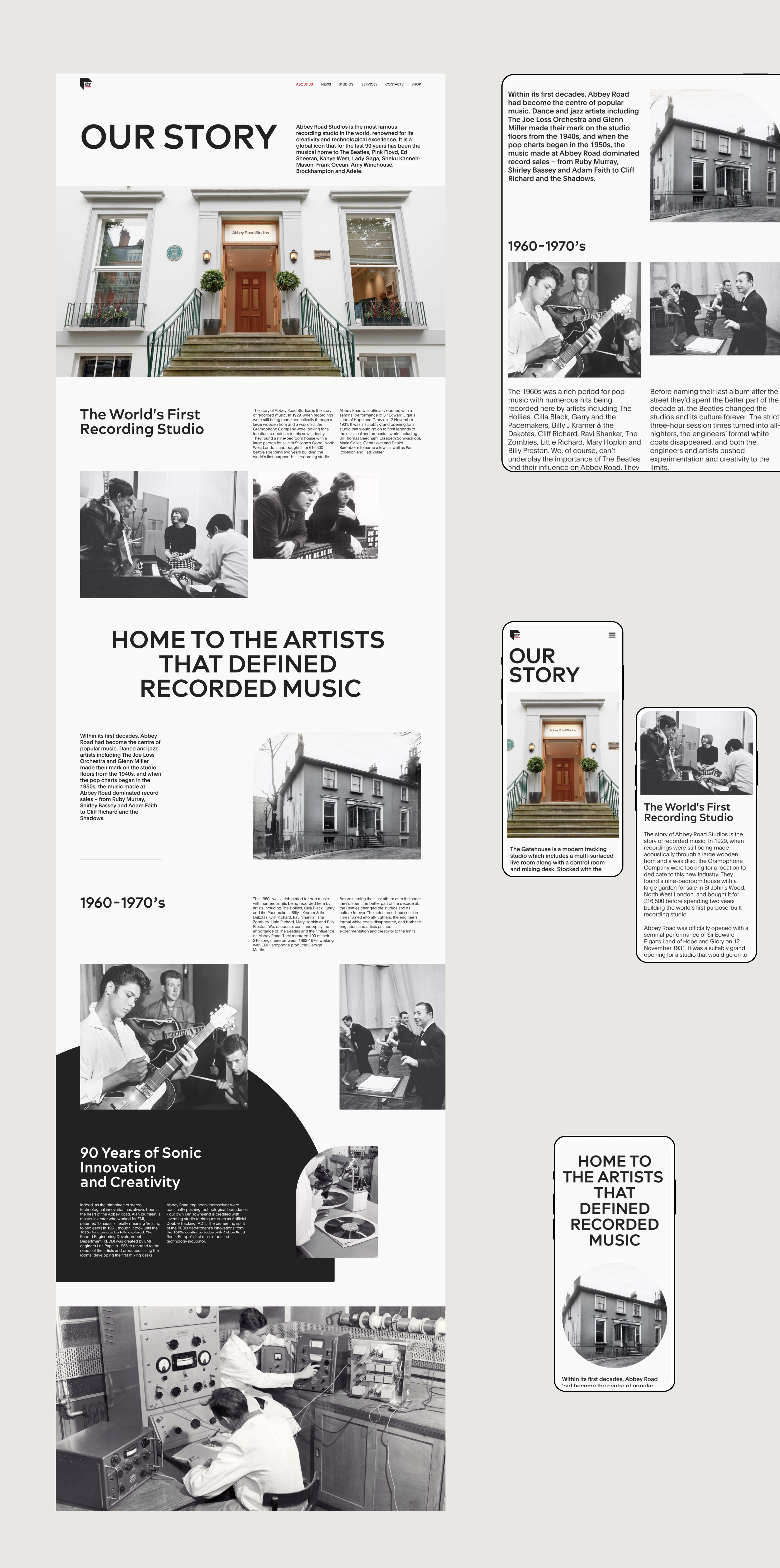 Редизайн сайта | Abbey Road Studios — Изображение №5 — Интерфейсы, Брендинг на Dprofile